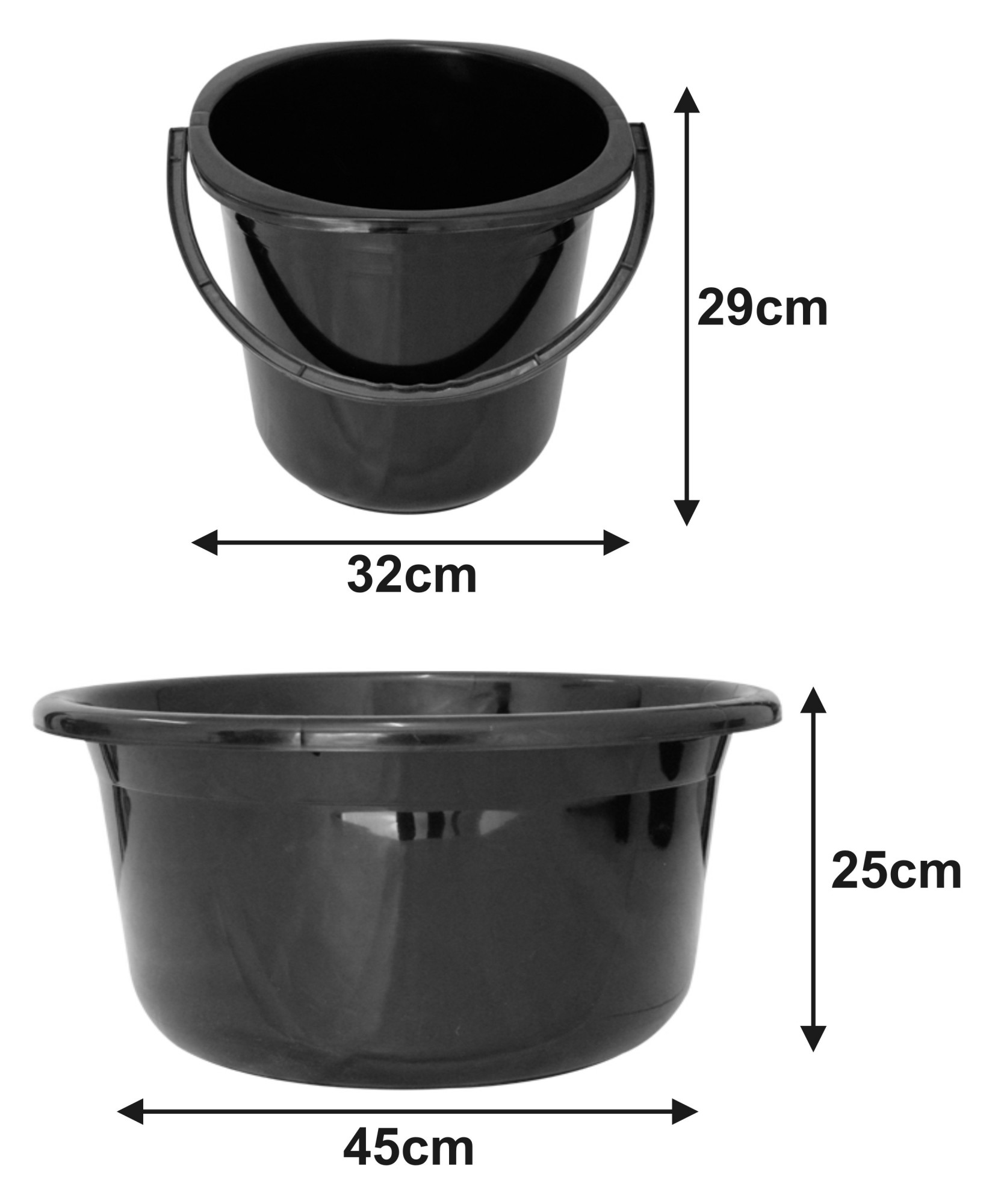 Kuber Industries 2 Pieces Unbreakable Virgin Plastic Multipurpose Bucket & Tub Set (Black)