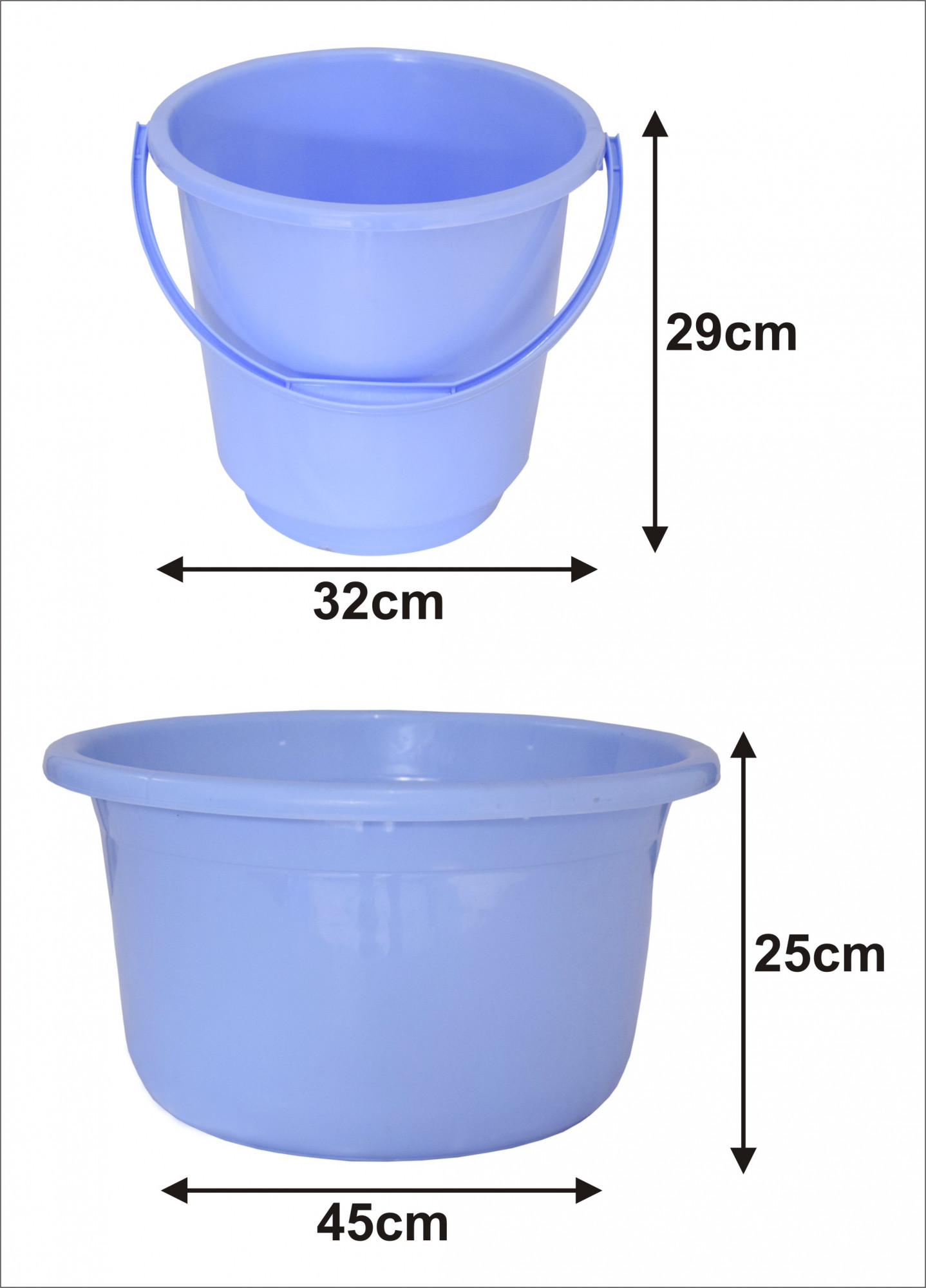 Kuber Industries 2 Pieces Unbreakable Virgin Plastic Multipurpose Bucket & Tub Set (Blue)