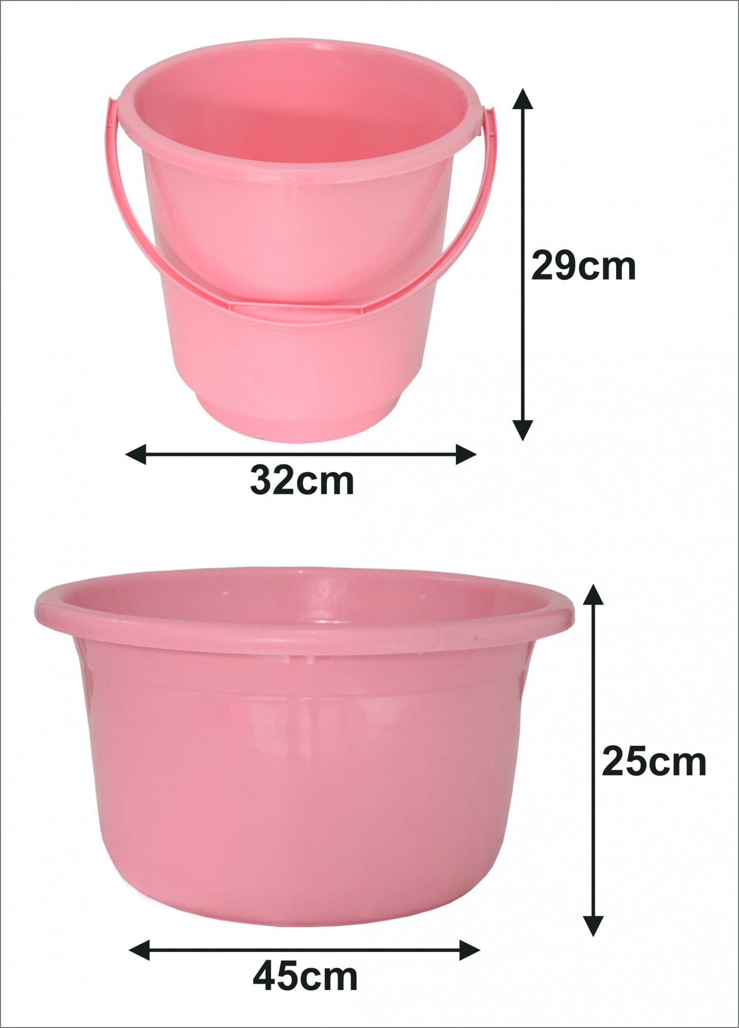 Kuber Industries 2 Pieces Unbreakable Virgin Plastic Multipurpose Bucket & Tub Set (Pink)