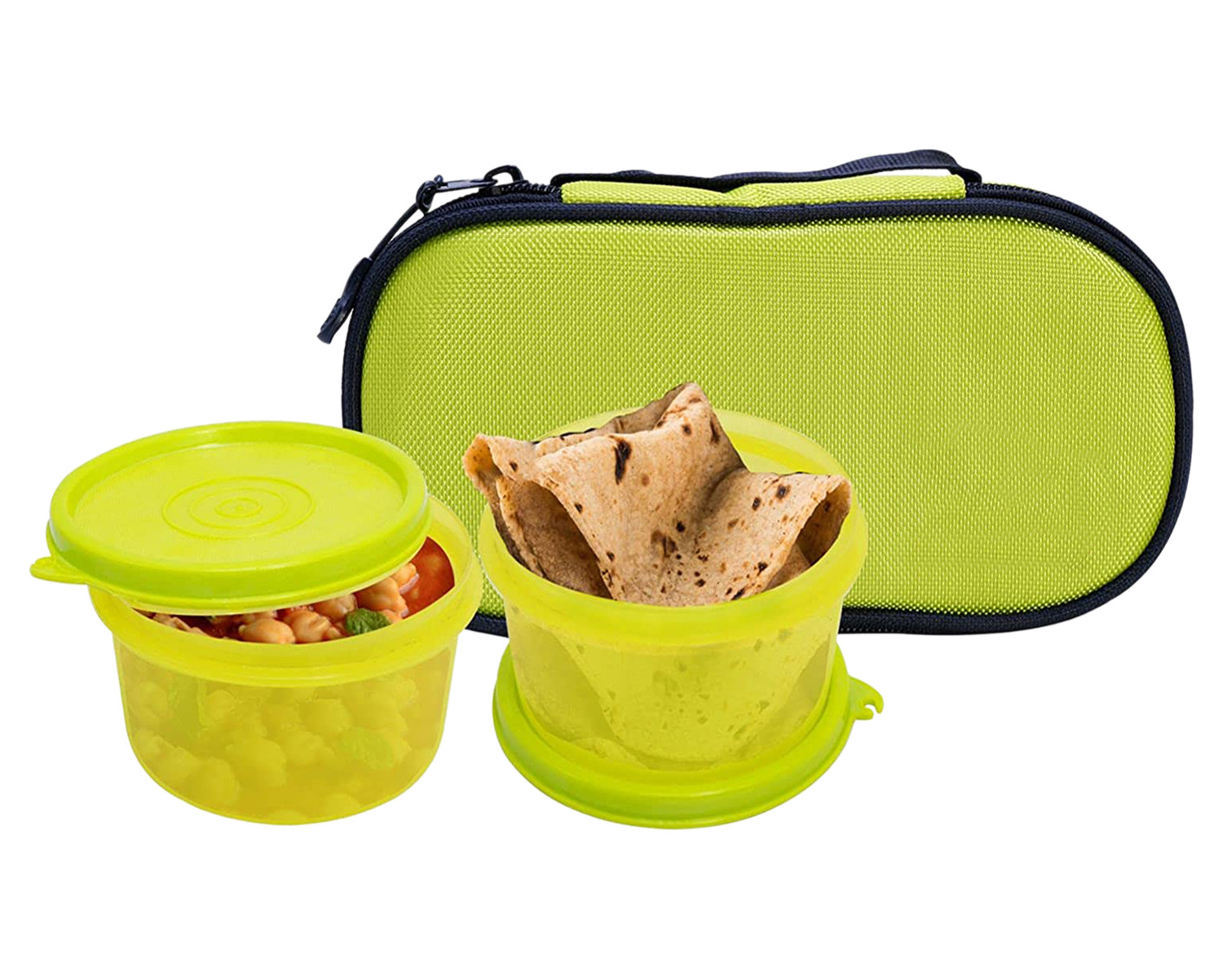 Kuber Industries 2 Plastic Containers Lunch Box Set With Cover (Green)