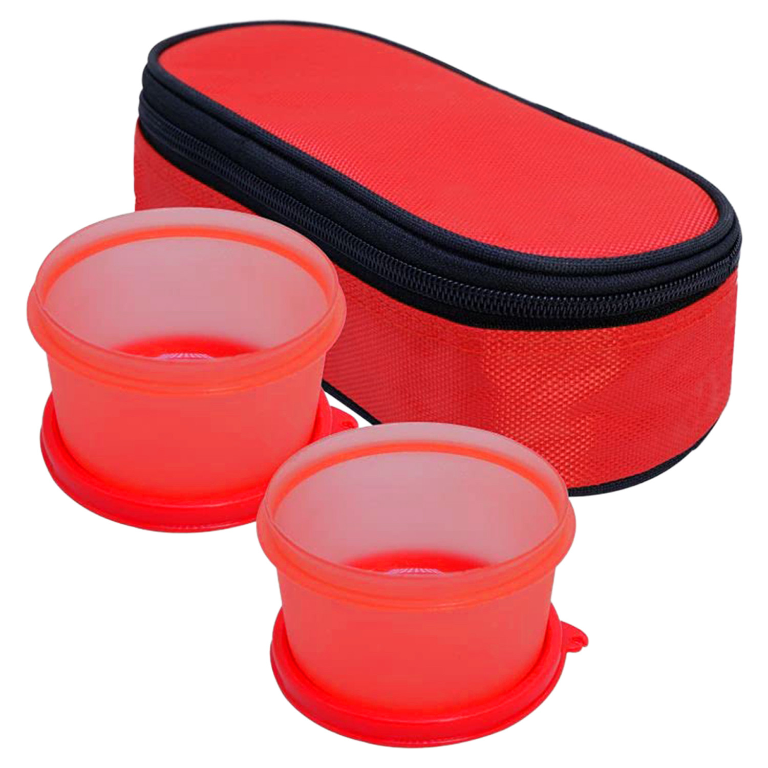 Kuber Industries 2 Plastic Containers Lunch Box Set With Cover (Red)