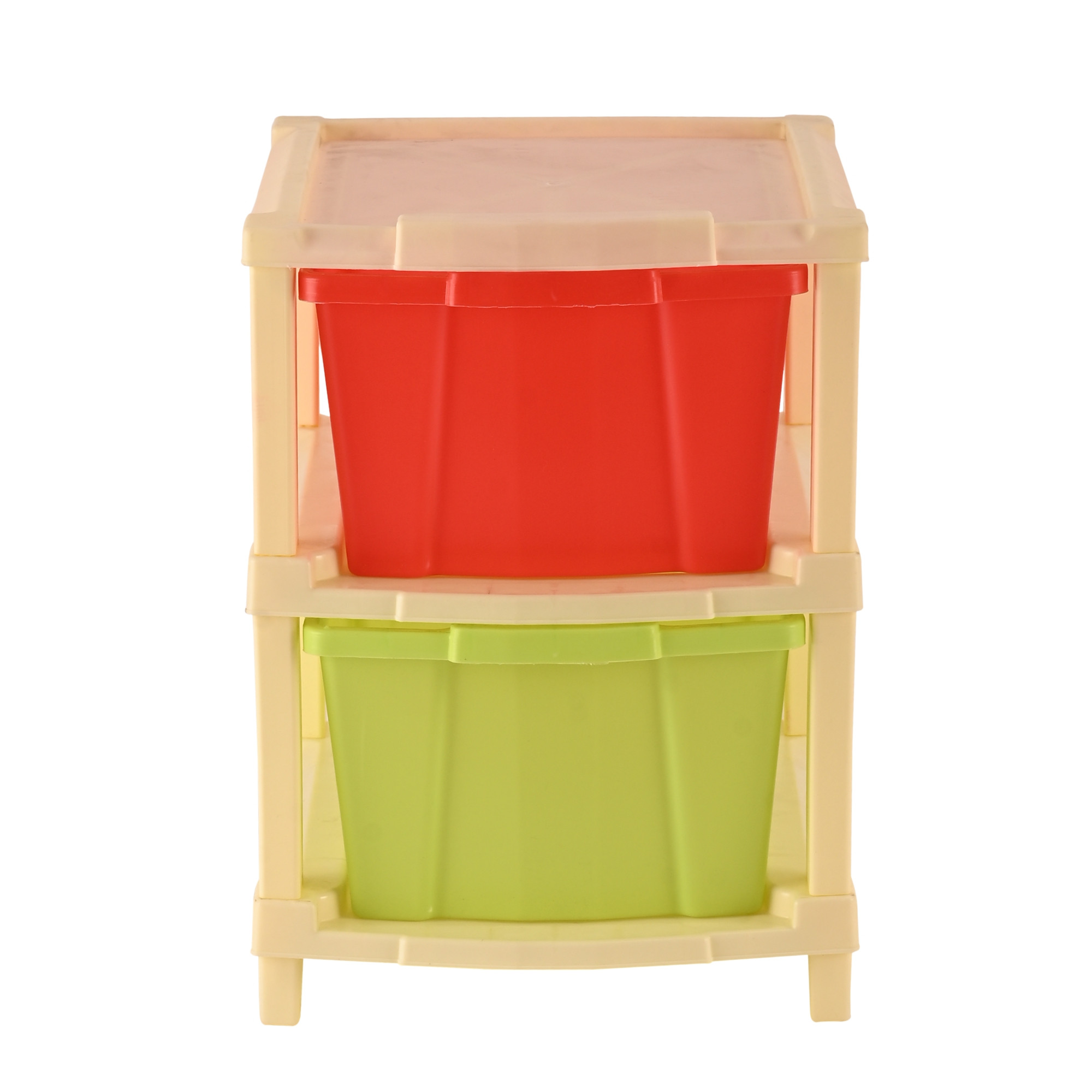 Kuber Industries 2-Tier Collapsible Multipurpose Plastic Drawers Storage Organizer  Durable CabinetsStorage Rack for Kitchen  Kids Toy Box  Shelf for HomeOffice  Multicolor
