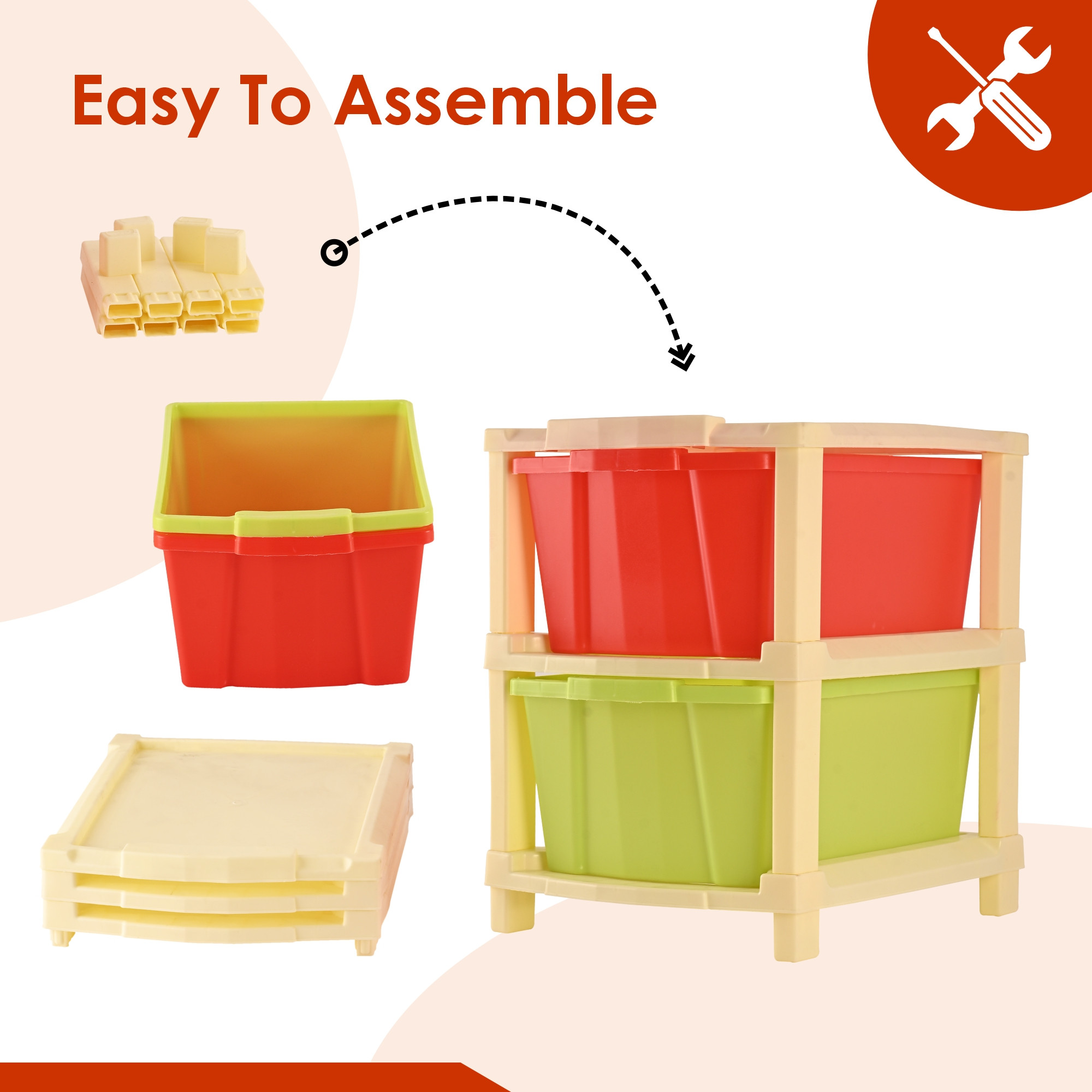 Kuber Industries 2-Tier Collapsible Multipurpose Plastic Drawers Storage  Organizer Durable Cabinets/Storage Rack for Kitchen Kids Toy Box  Shelf