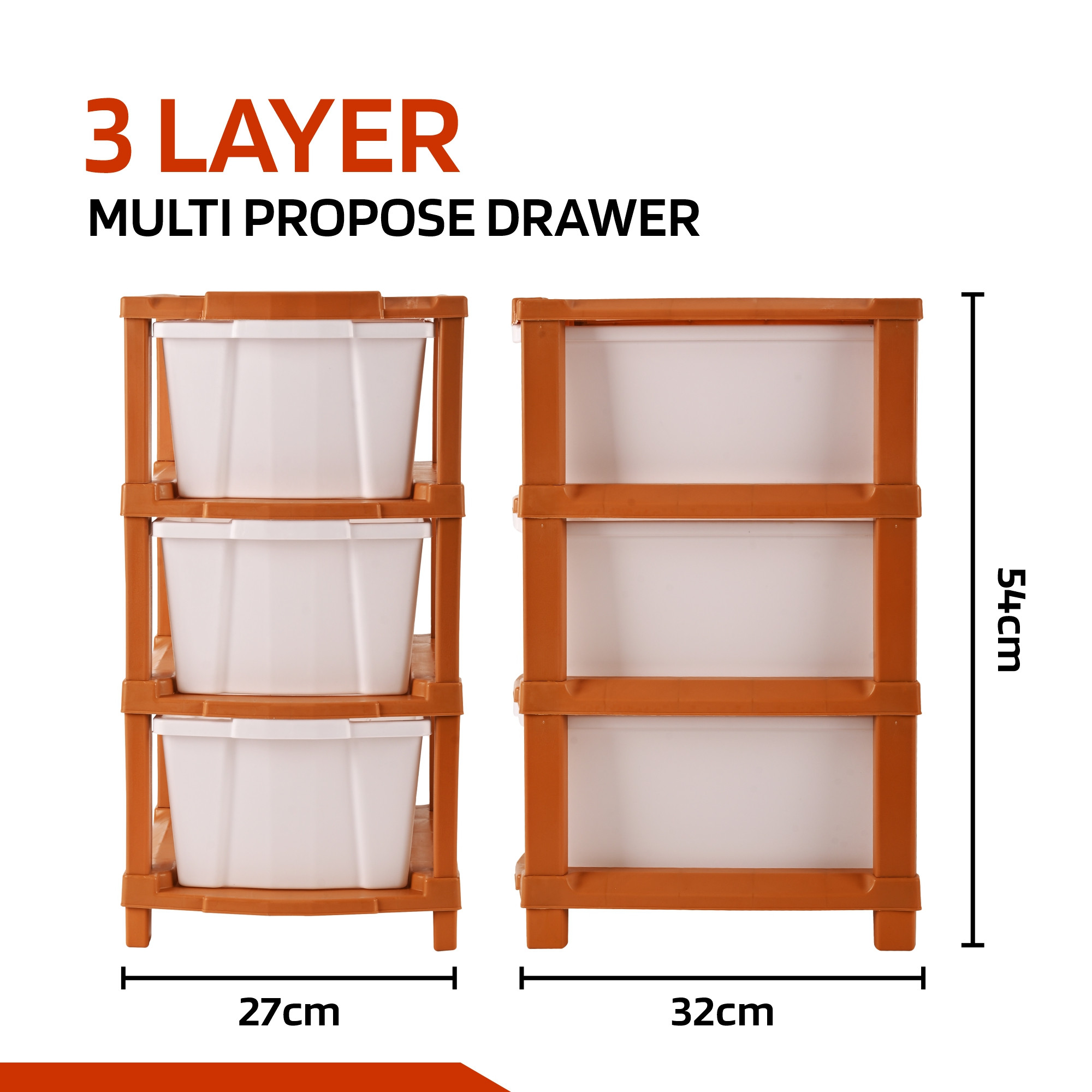 Kuber Industries 2-Tier Collapsible Multipurpose Plastic Drawers Storage Organizer | Durable Cabinets/Storage Rack for Kitchen | Kids Toy Box & Shelf for Home/Office | Brown & White