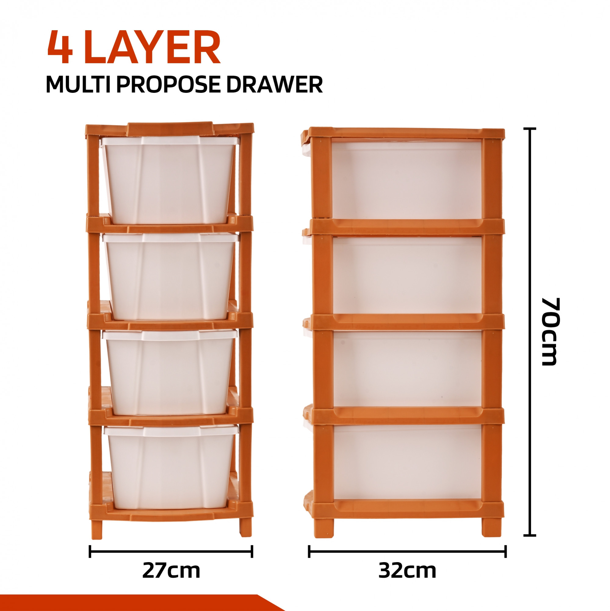 Kuber Industries 2-Tier Collapsible Multipurpose Plastic Drawers Storage Organizer | Durable Cabinets/Storage Rack for Kitchen | Kids Toy Box & Shelf for Home/Office | Brown & White