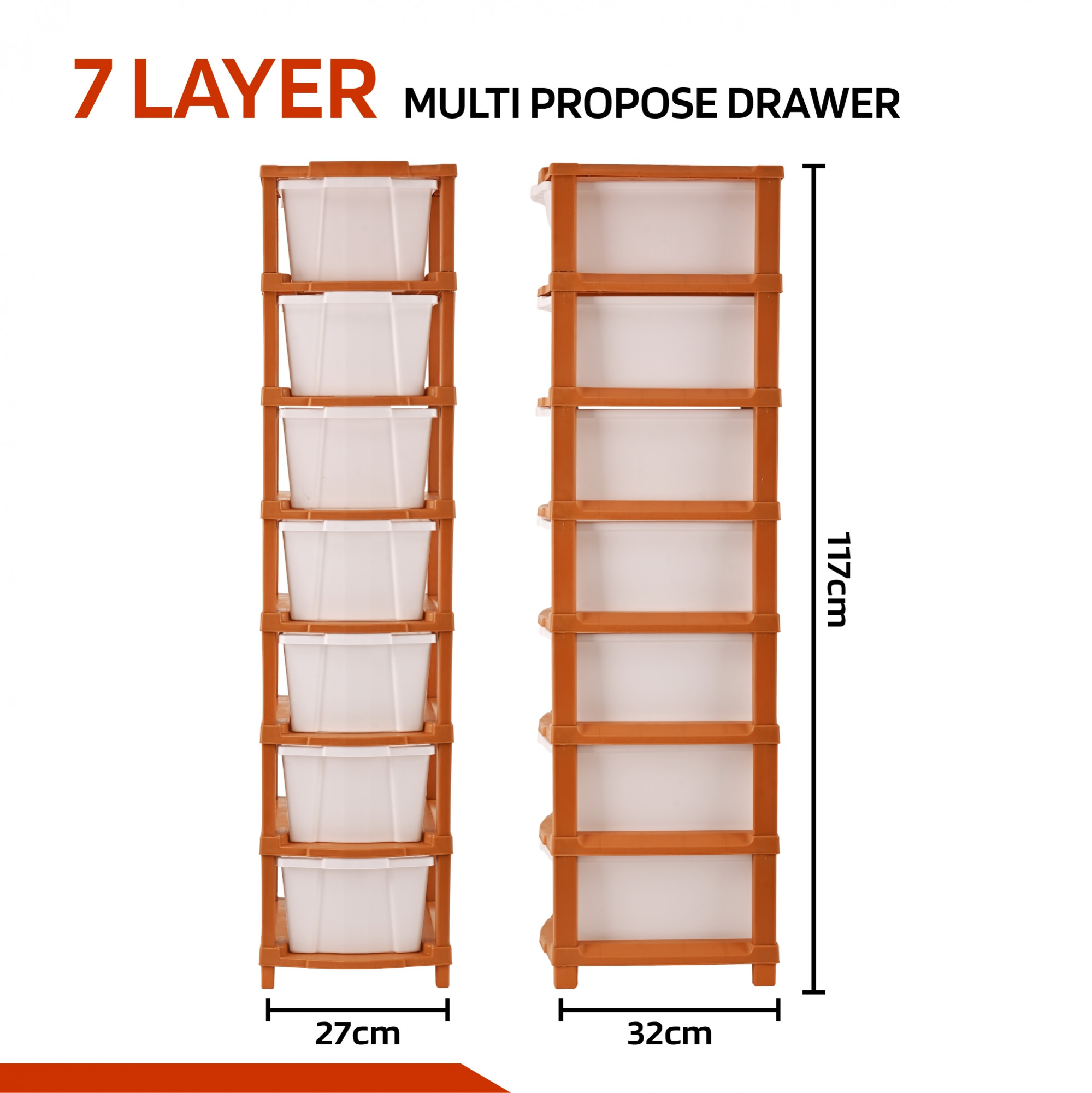 Kuber Industries 2-Tier Collapsible Multipurpose Plastic Drawers Storage Organizer | Durable Cabinets/Storage Rack for Kitchen | Kids Toy Box & Shelf for Home/Office | Brown & White