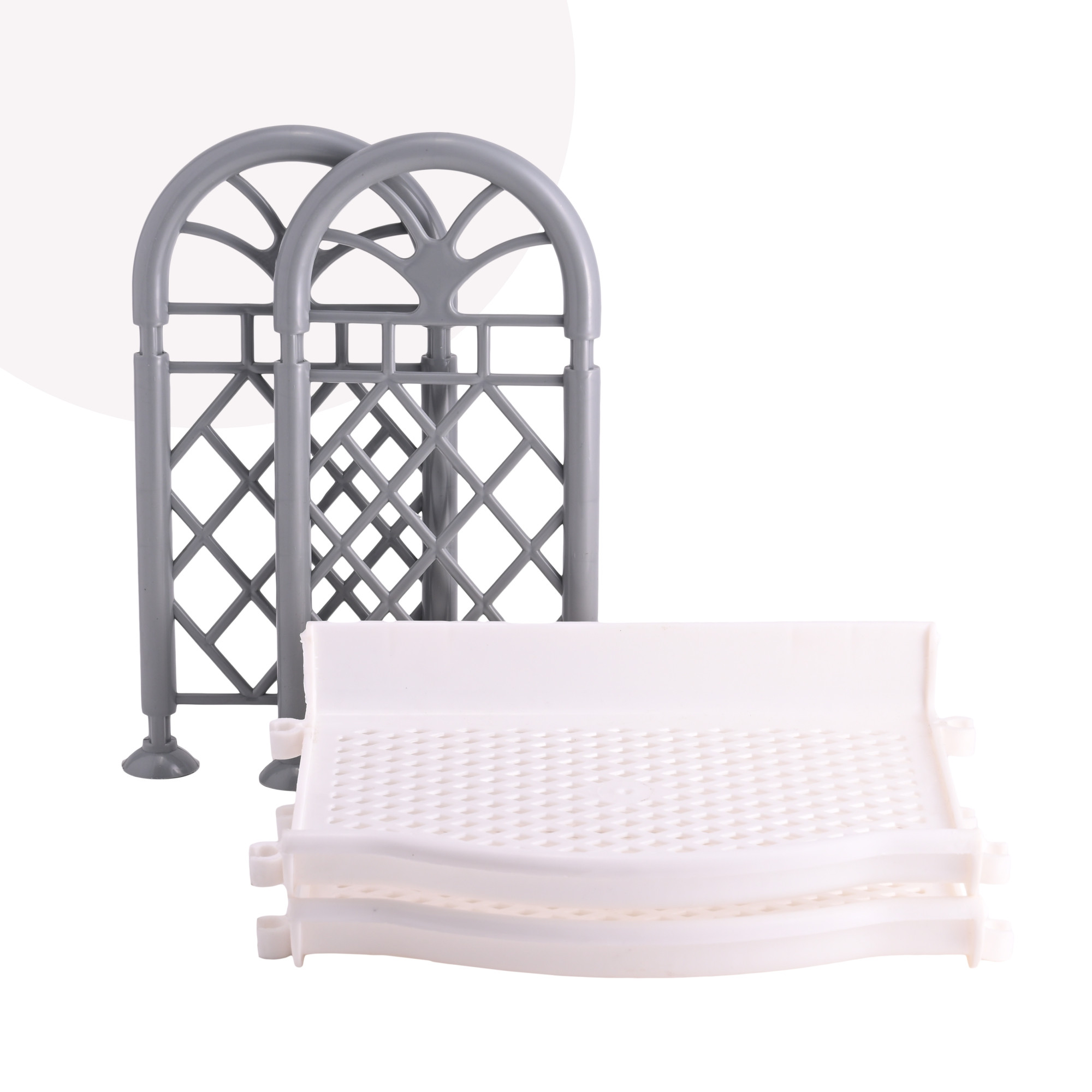 Kuber Industries 2 Tier Collapsible Plastic Racks for Storage  Vegetable Stand  Kitchen Accessories  Perfumes Small Rack for Storage  Home  Store Room Organizer Rack  White  Grey