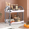 2 Tier Collapsible Plastic Racks for Storage | Vegetable Stand & Kitchen Accessories | Perfumes Small Rack for Storage | Home & Store Room Organizer Rack | White & Grey