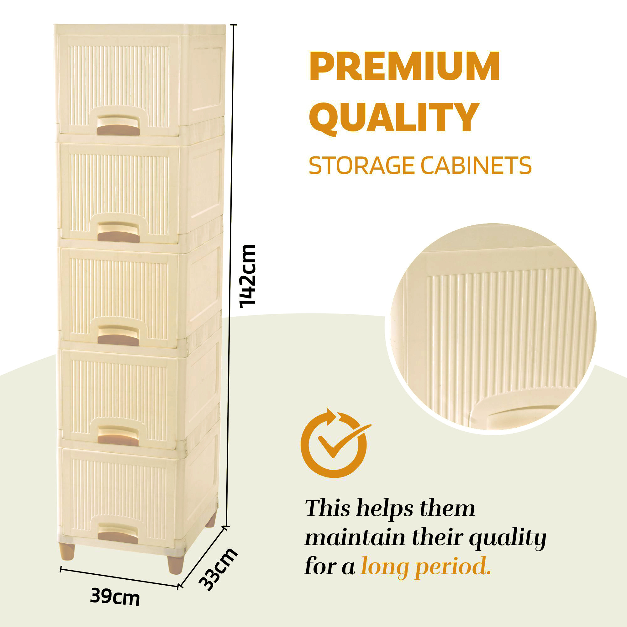 Kuber Industries 2 Units Cabinet Storage Organizer  Multipurpose Folding Storage Racks  Clothes Drawer Organizer for Wardrobe  Ivory