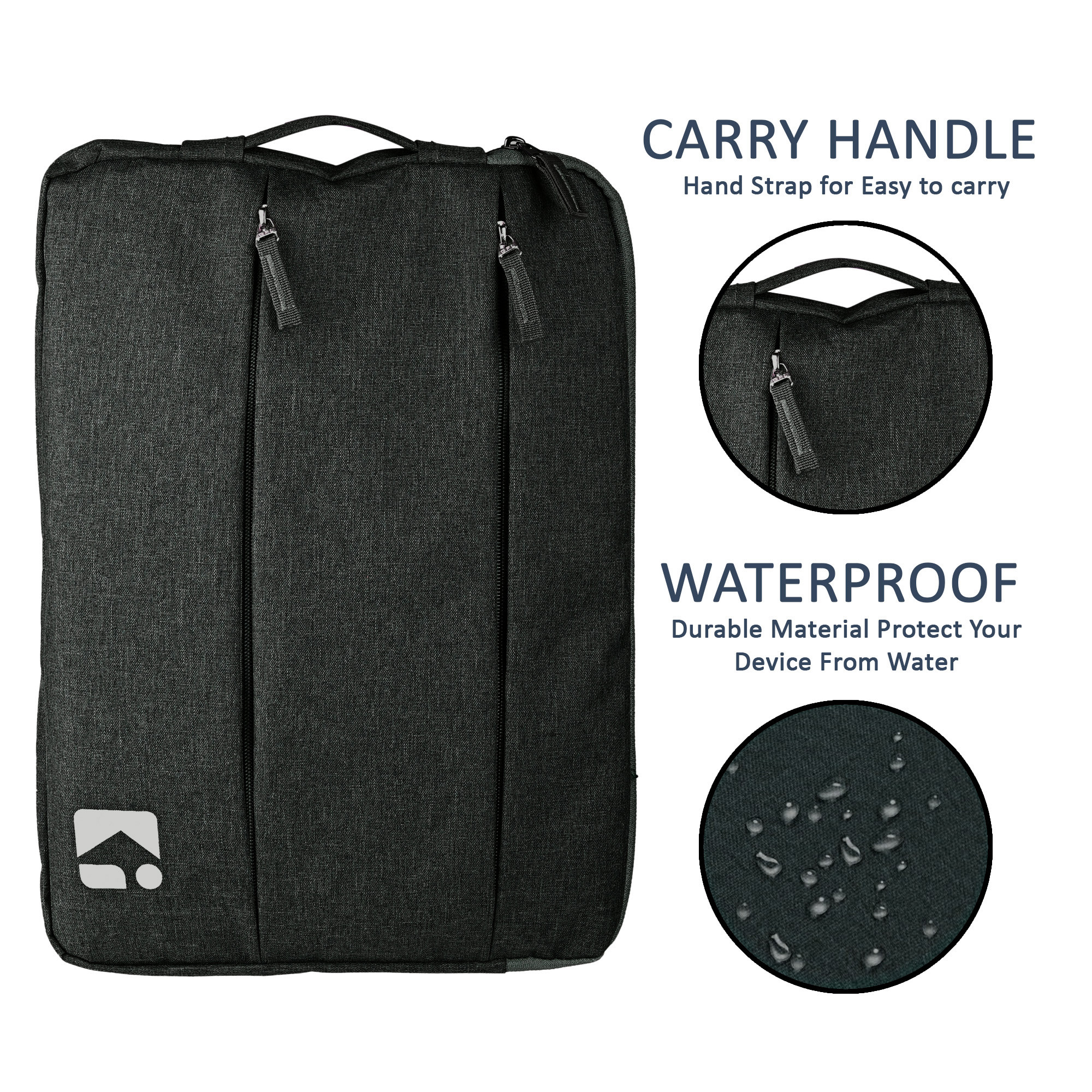 Kuber Industries 2 Zipper Compartment Laptop Sleeve 156 Inch for Office and College Use with Adjustable Strap Notebooks  Gaming Laptop Cover  Protection Kit for Men  Black