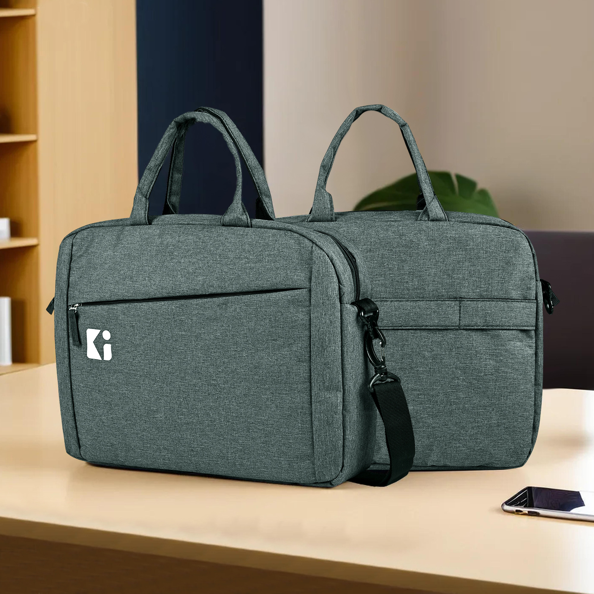 Kuber Industries 2 Zipper Compartment Laptop Sleeve 156 Inch for Office and College Use with Adjustable Strap Notebooks  Gaming Laptop Cover  Protection Kit for Men  Dark Grey