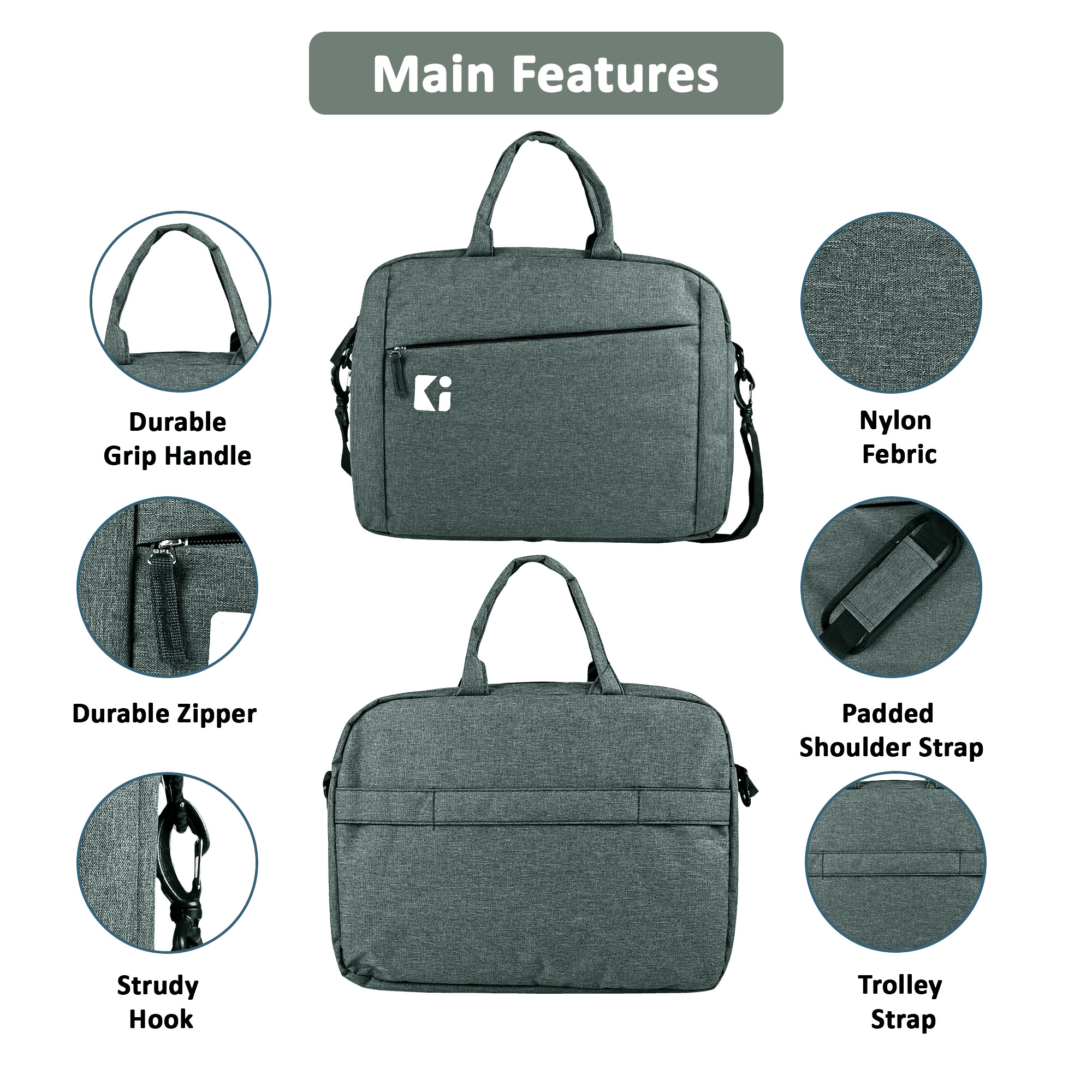 Kuber Industries 2 Zipper Compartment Laptop Sleeve 156 Inch for Office and College Use with Adjustable Strap Notebooks  Gaming Laptop Cover  Protection Kit for Men  Dark Grey