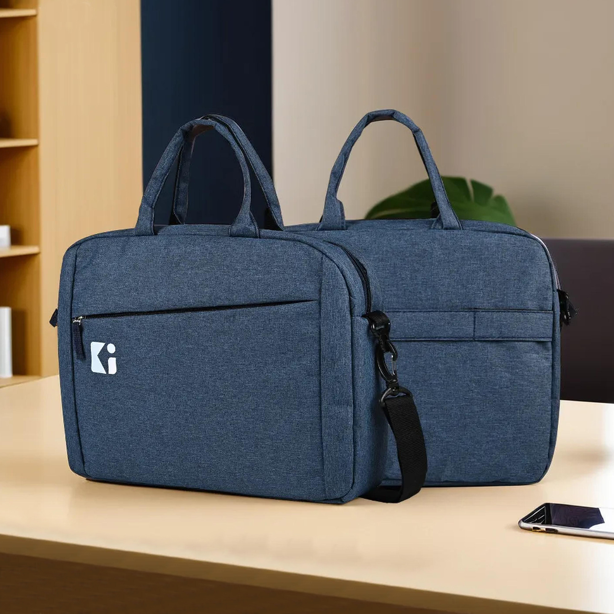 Kuber Industries 2 Zipper Compartment Laptop Sleeve 156 Inch for Office and College Use with Adjustable Strap Notebooks  Gaming Laptop Cover  Protection Kit for Men  Navy Blue