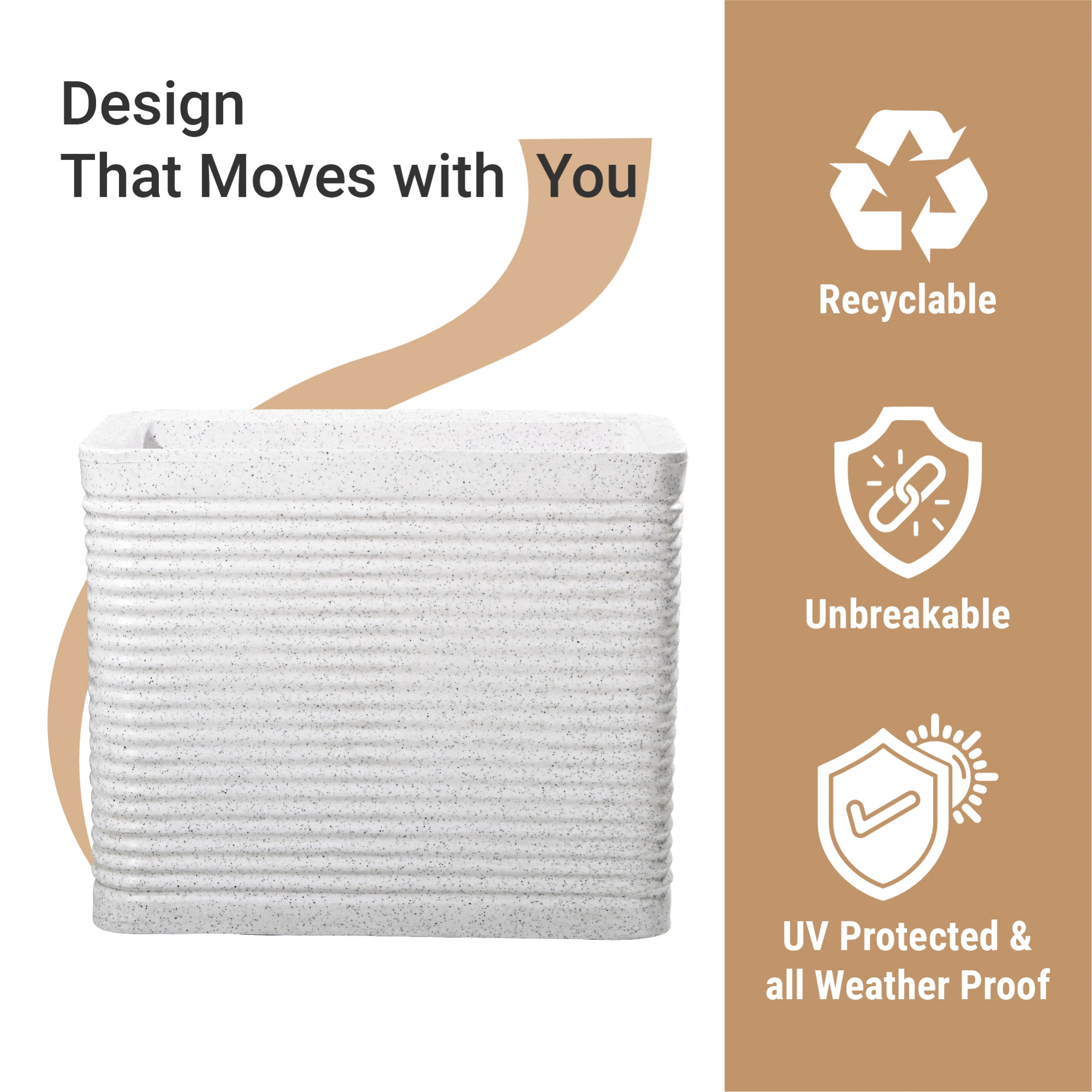 Kuber Industries 20-Inch Roto Mould German Polymer Extra Large Big Size Flower Pot  IndoorOutdoor Tree Gamla Planter for Living Room Resorts Hotels Terrace  Garden  Marble Elegant - White