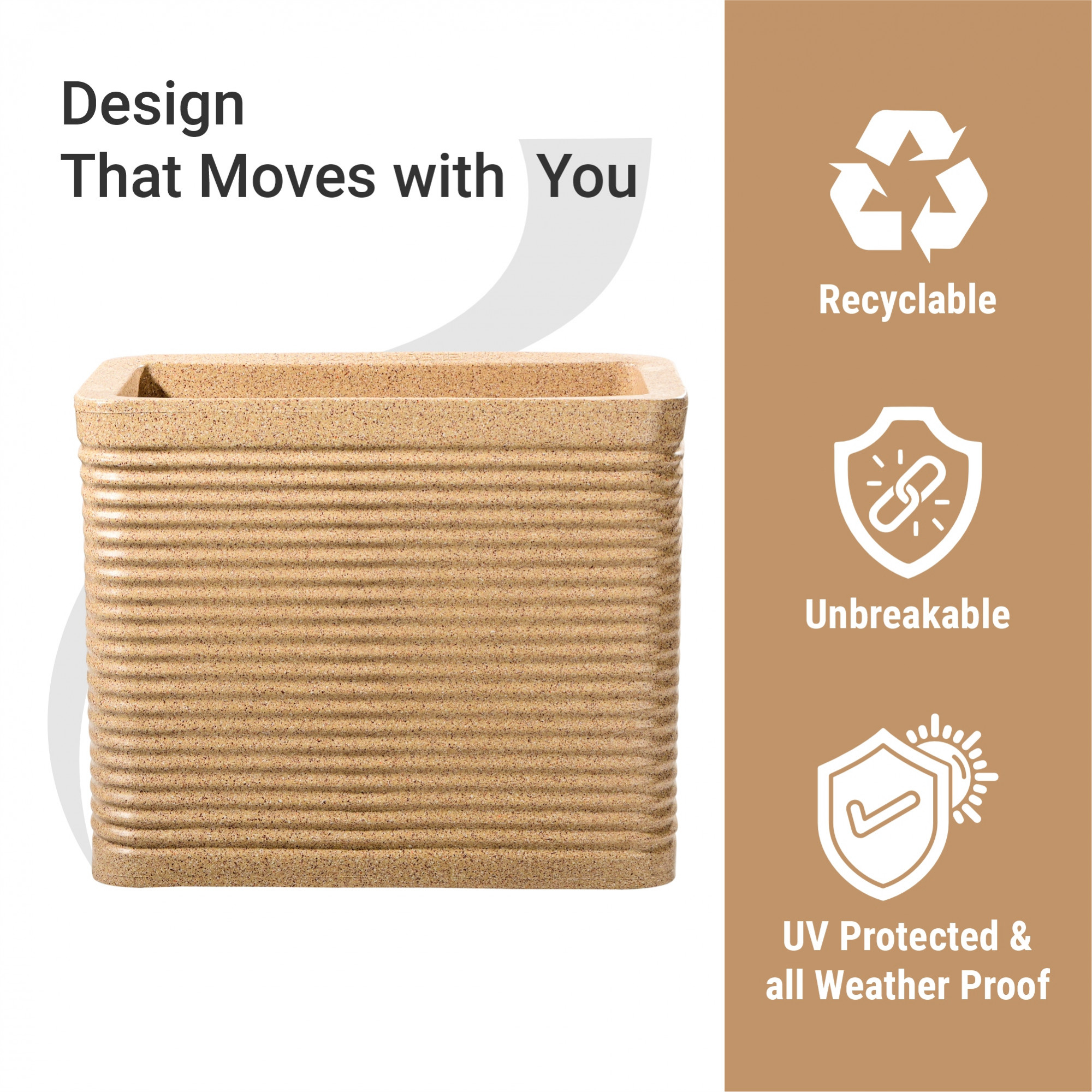 Kuber Industries 20-Inch Roto Mould German Polymer Extra Large Big Size Flower Pot  IndoorOutdoor Tree Gamla Planter for Living Room Resorts Hotels Terrace  Garden  Marble Elegant - Sand