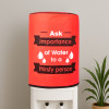 Rexine Water Camper Cover with Water Level indicator | Machine Washable Dispenser Bottle Cover - Ideal for Home, Office & Hospital | Printed - Red