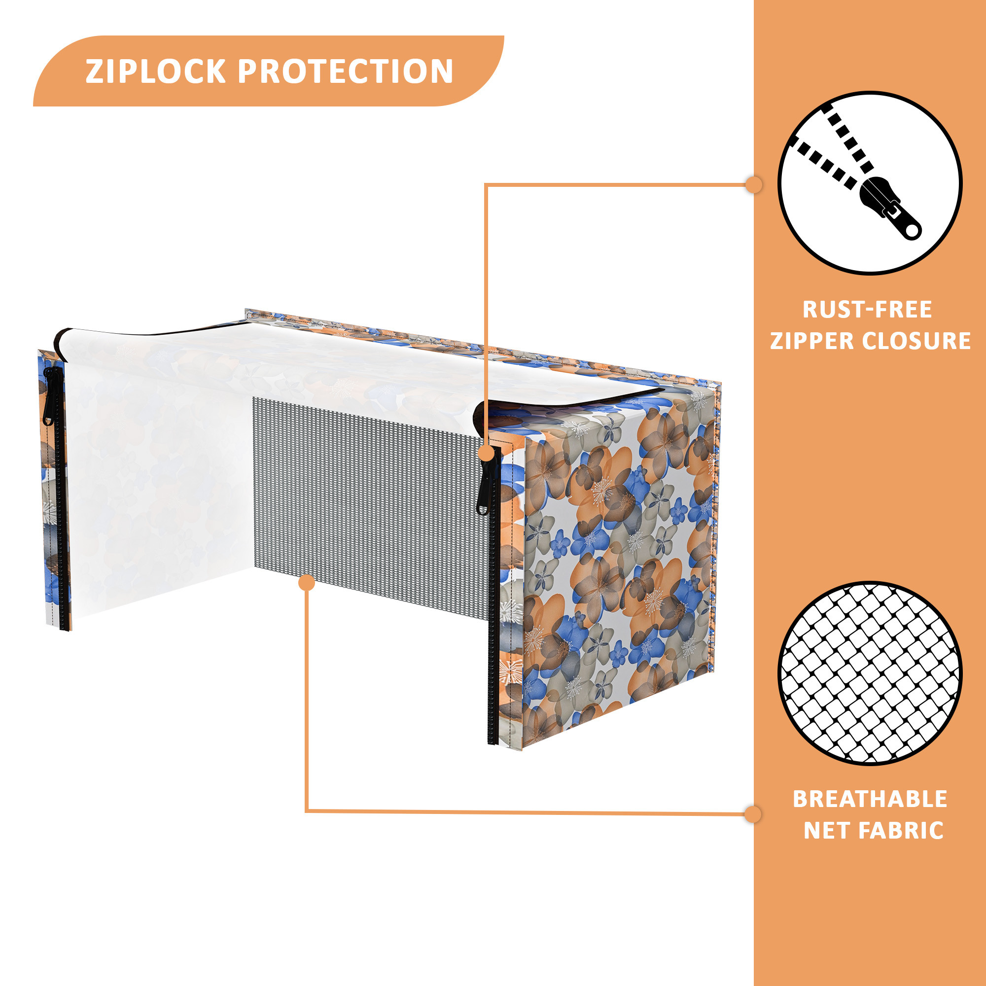 Kuber Industries 20L PVC Dustproof  Spill Resistant Microwave Cover with Ventillation Mesh  Durable Convection  Oven OTG CoversAccessories for Home Decor  Multi Floral-WhiteBlue