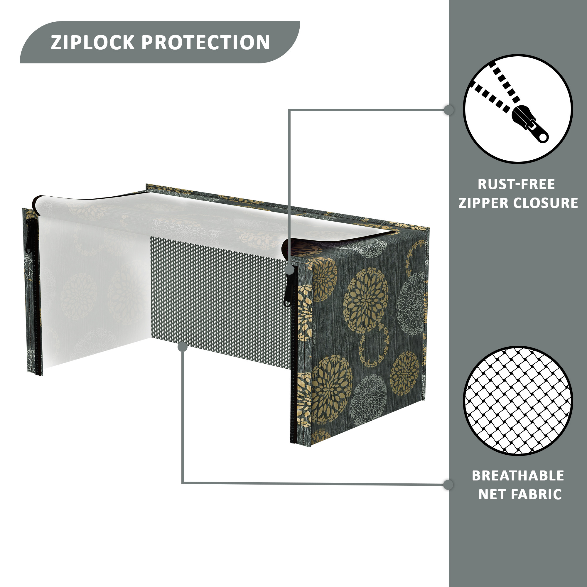 Kuber Industries 20L PVC Dustproof  Spill Resistant Microwave Cover with Ventillation Mesh  Durable Convection  Oven OTG CoversAccessories for Home Decor  Multi Floral-BlackSilver