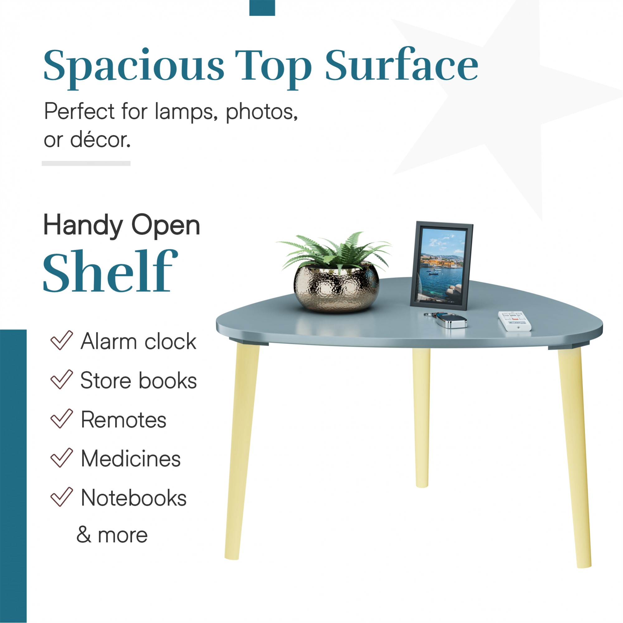 Kuber Industries 21 Inch Oval Shape Bed Side Tables for Bedroom Balcony and Sofa  Corner Stool for Living Room  Tea and Coffee End Table Night Stand  Wooden Stools for Home and Office  Grey