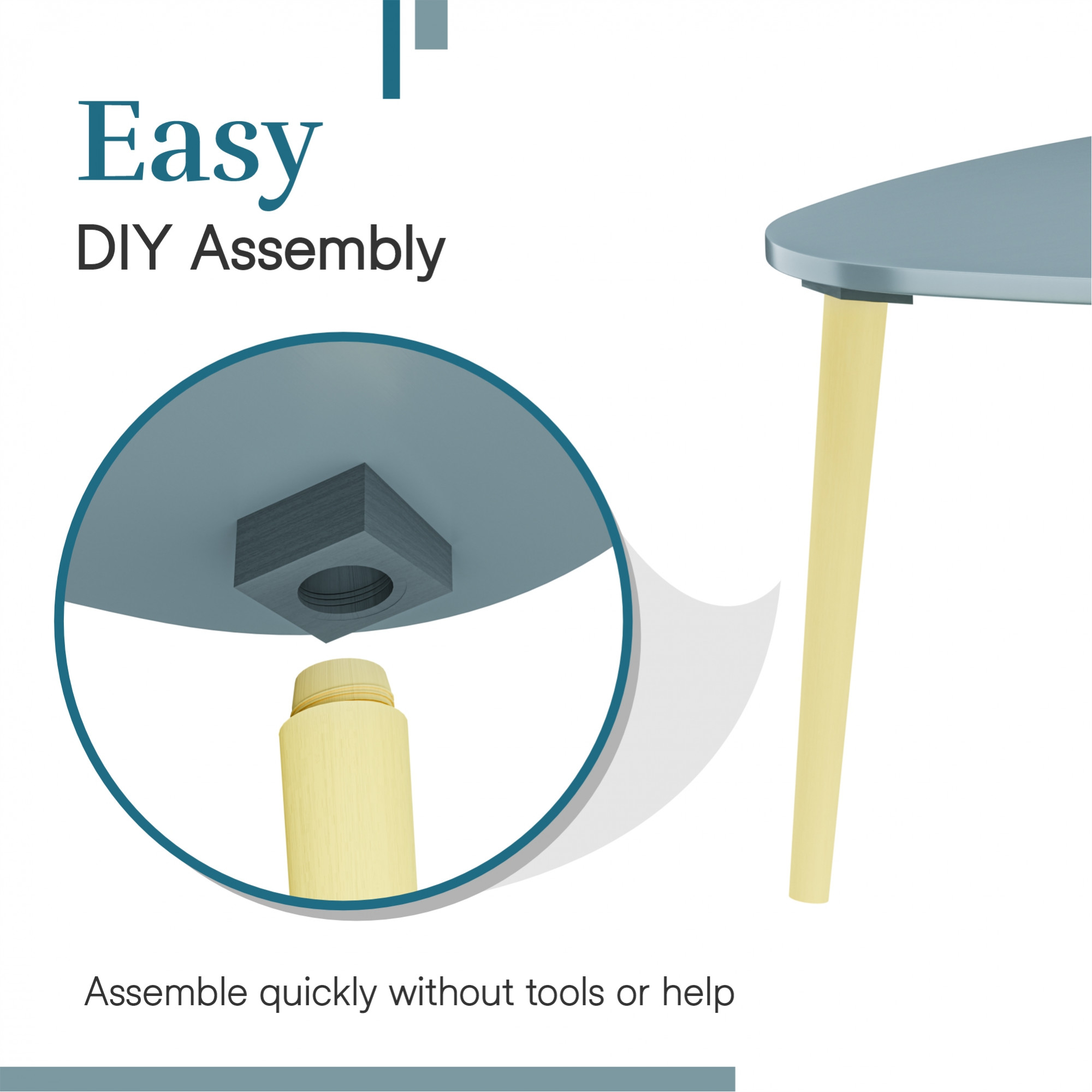 Kuber Industries 21 Inch Oval Shape Bed Side Tables for Bedroom Balcony and Sofa  Corner Stool for Living Room  Tea and Coffee End Table Night Stand  Wooden Stools for Home and Office  Grey