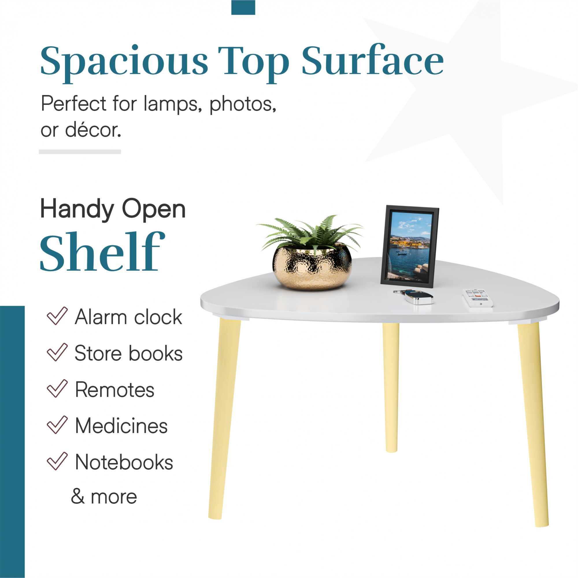 Kuber Industries 21 Inch Oval Shape Bed Side Tables for Bedroom Balcony and Sofa  Corner Stool for Living Room  Tea and Coffee End Table Night Stand  Wooden Stools for Home and Office  White