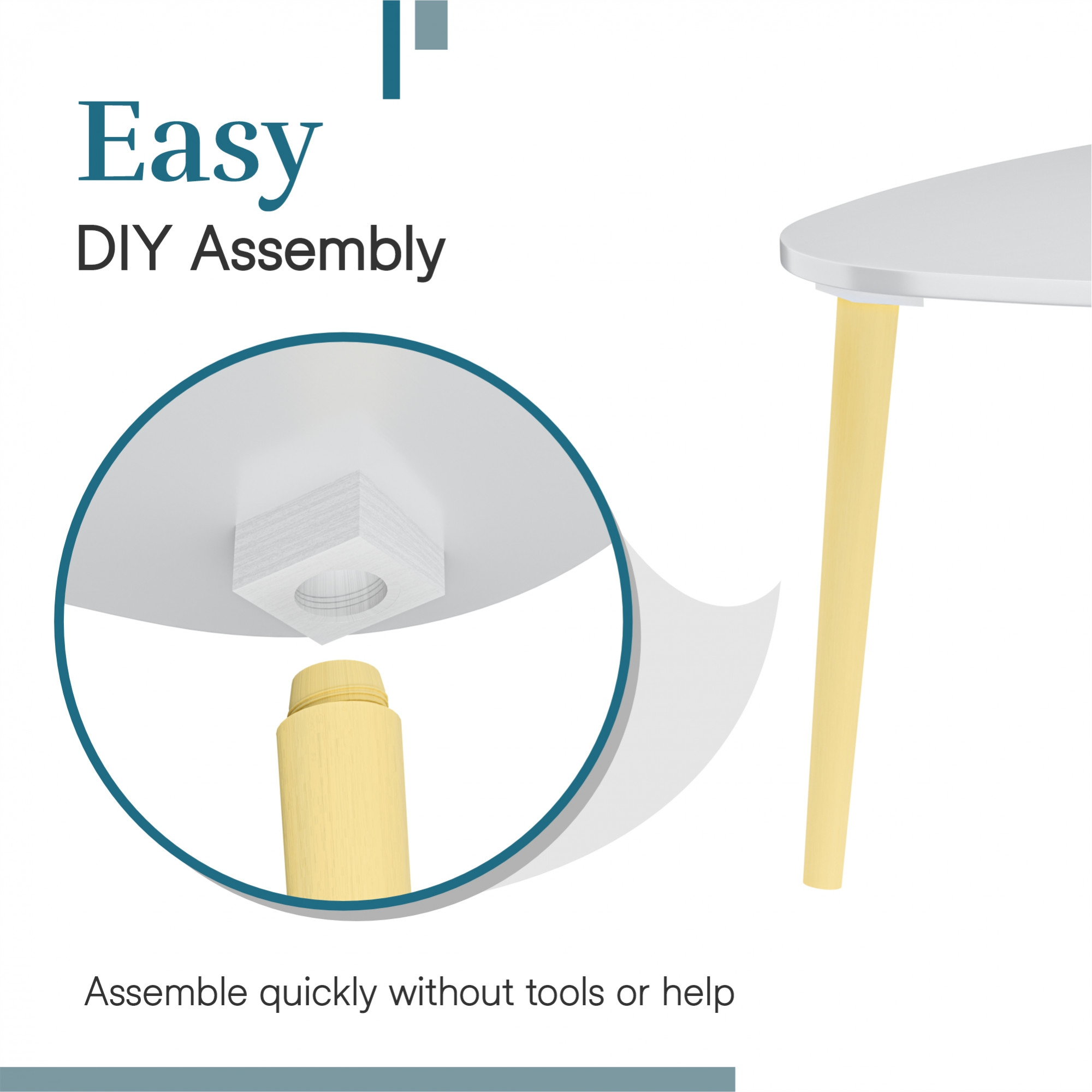 Kuber Industries 21 Inch Oval Shape Bed Side Tables for Bedroom Balcony and Sofa  Corner Stool for Living Room  Tea and Coffee End Table Night Stand  Wooden Stools for Home and Office  White