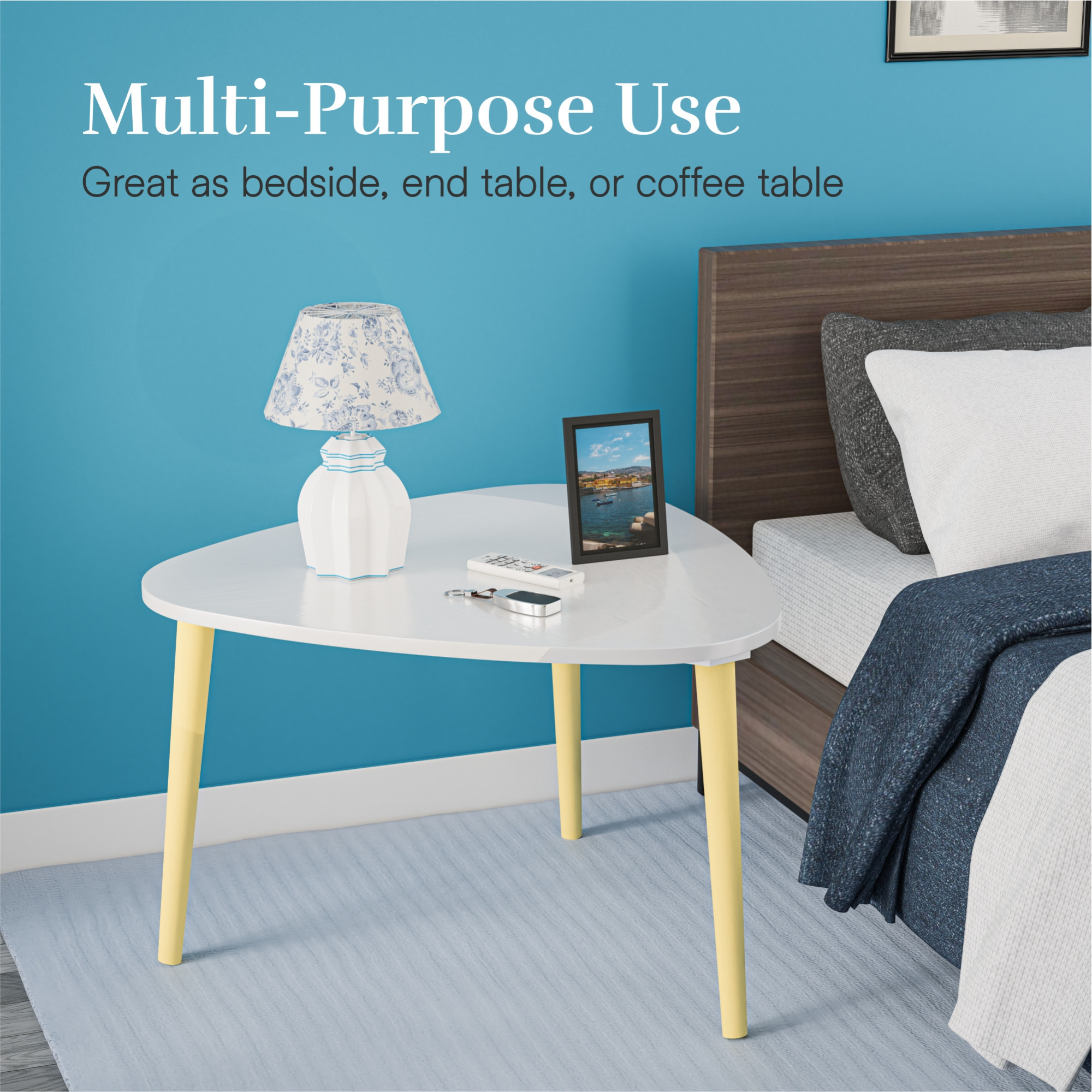 Kuber Industries 21 Inch Oval Shape Bed Side Tables for Bedroom Balcony and Sofa  Corner Stool for Living Room  Tea and Coffee End Table Night Stand  Wooden Stools for Home and Office  White