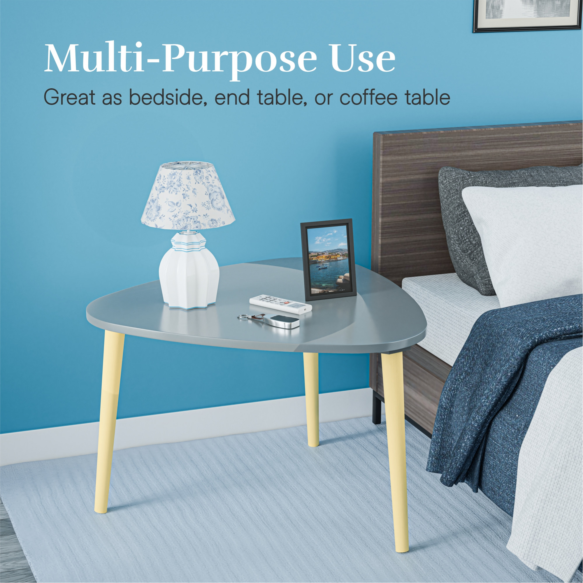 Kuber Industries 21 Inch Oval Shape Bed Side Tables for Bedroom Balcony and Sofa  Corner Stool for Living Room  Tea and Coffee End Table Night Stand  Wooden Stools for Home and Office  Grey
