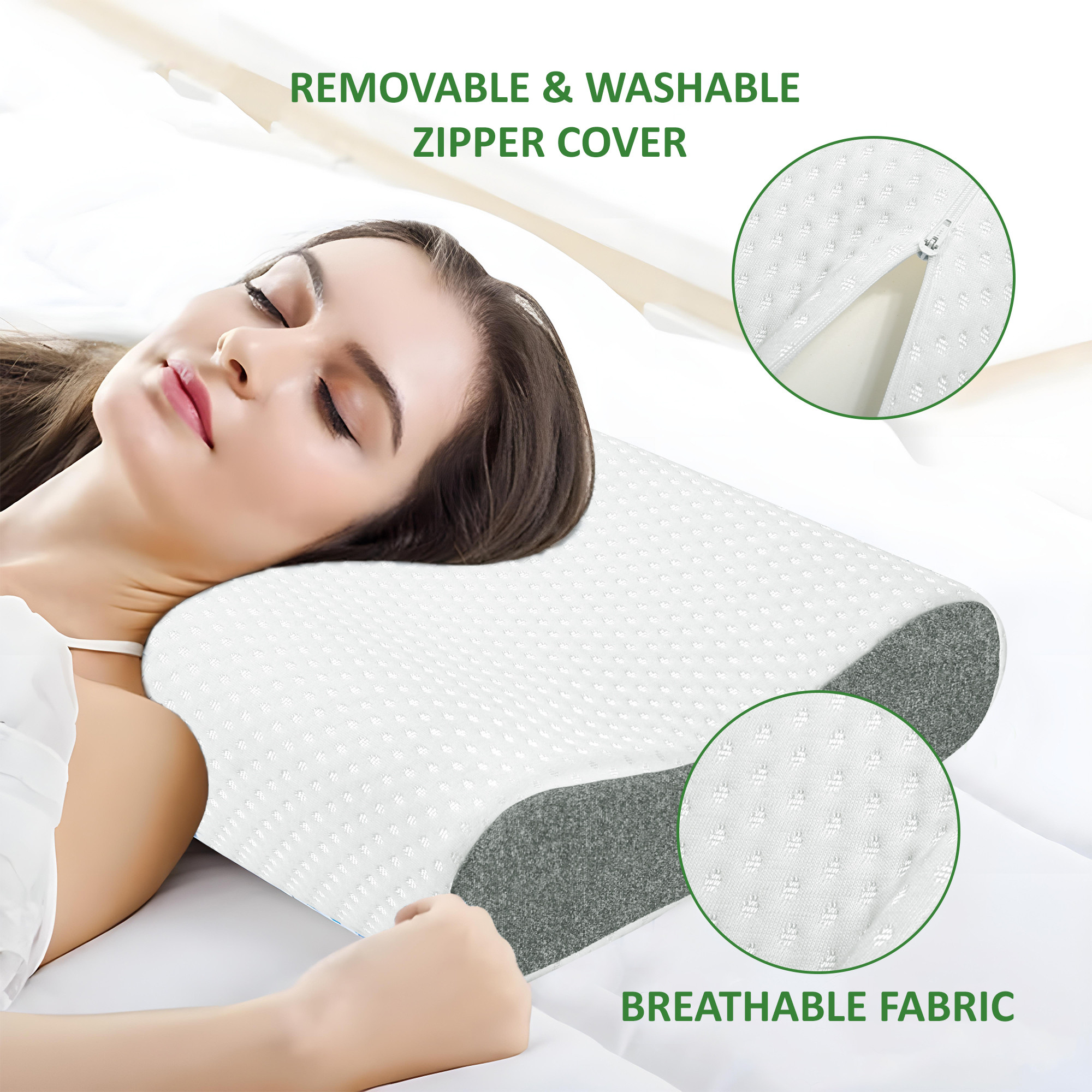 Kuber Industries 21x13x3 Inch Memory Foam Cervical Pillow for Neck Pain and Shoulder Pain  Orthopedic ContourCervical Pillow for Spondylitis Neck with Extra Curve Support  Side Back Pain  White