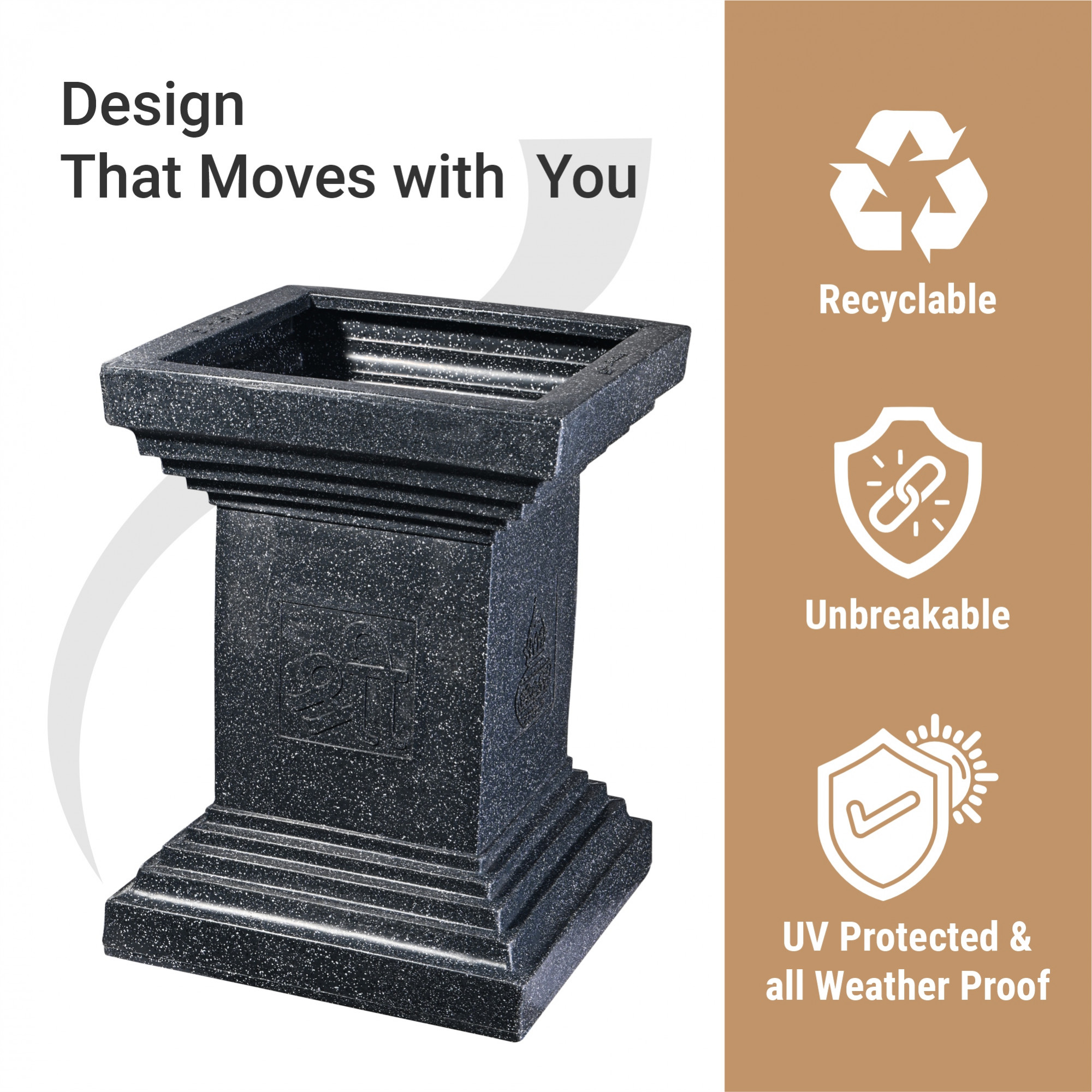 Kuber Industries 22-Inch Roto Mould German Polymer Extra Large Big Size Tulsi Flower Pot  IndoorOutdoor Tree Gamla Planter for Living Room Resorts Hotels Terrace  Garden  Marble Tulsi - Black