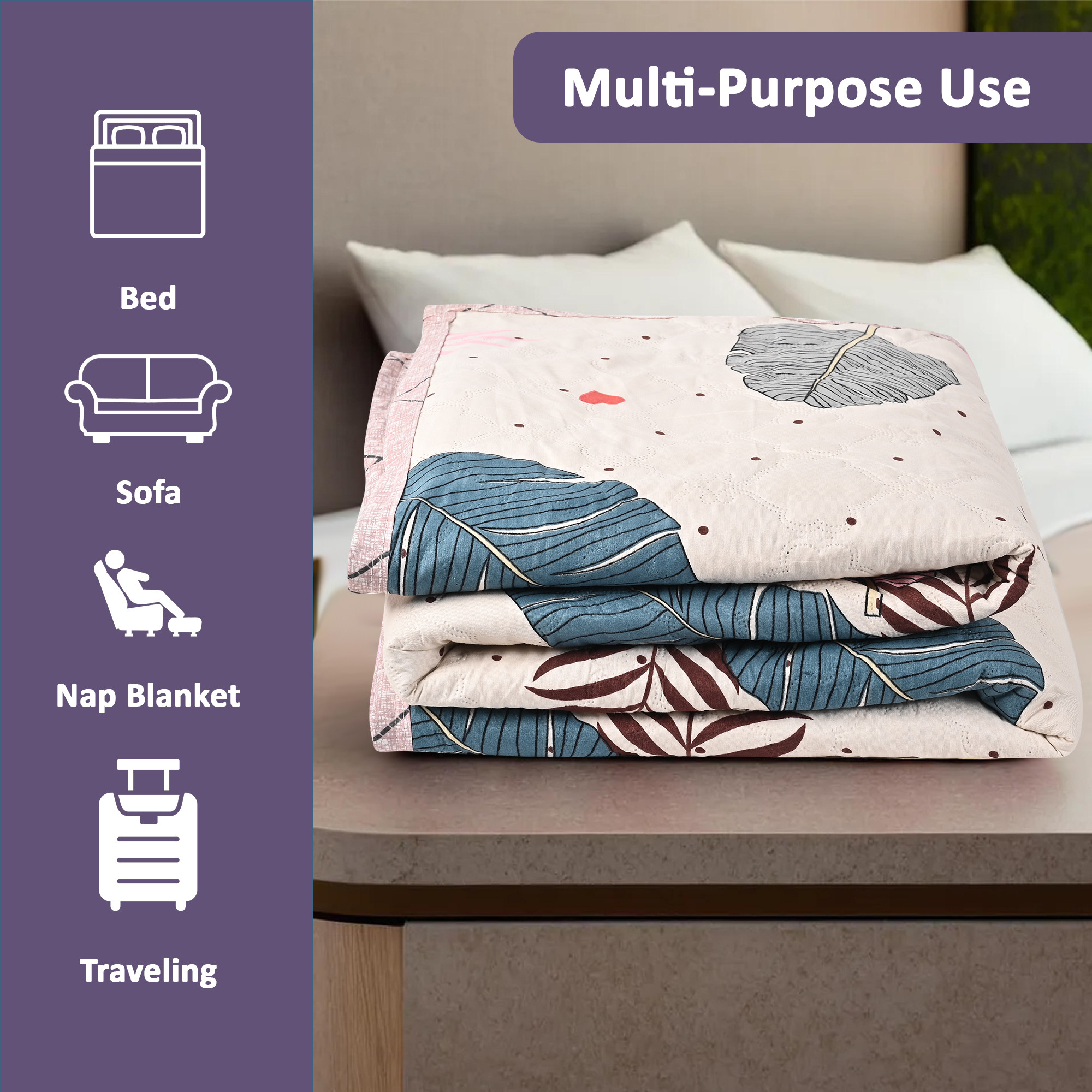 Kuber Industries 220 GSM Reversible AC Comforter for Double Bed  All Weather Warm  Soft Microfiber Quilt  Beautifully Crafted Razai Duvet  Kambal for Home  feather -Multicolor