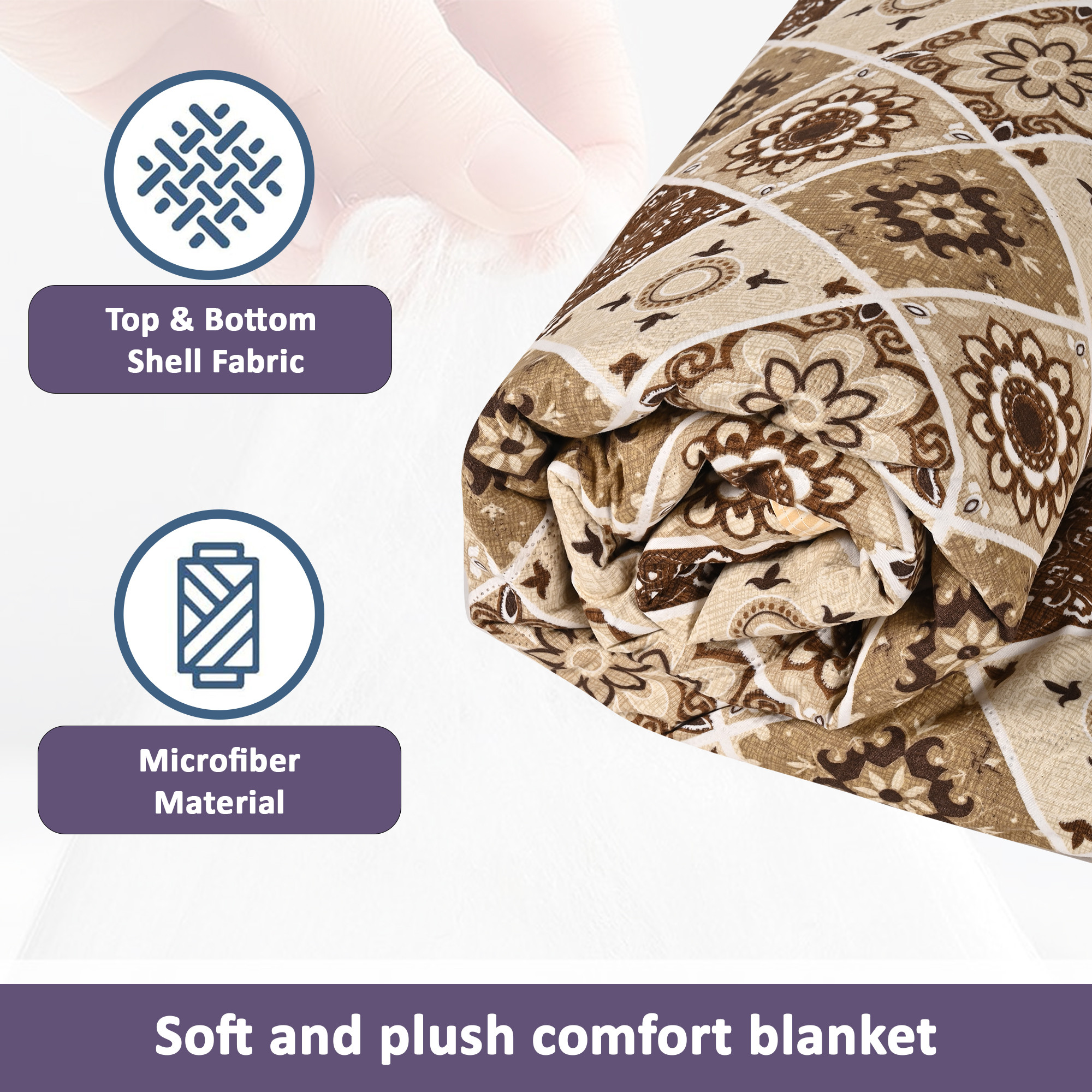 Kuber Industries 220 GSM Reversible AC Comforter for Double Bed  All Weather Warm  Soft Microfiber Quilt  Beautifully Crafted Razai Duvet  Kambal for Home  Rangoli -Brown