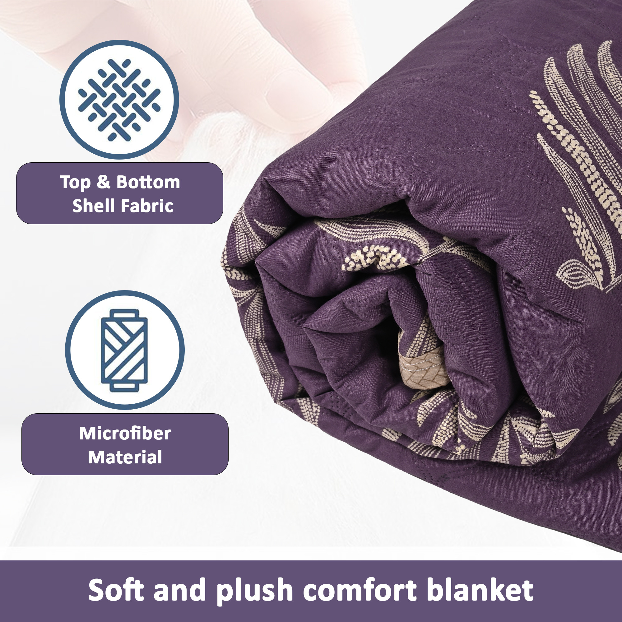 Kuber Industries 220 GSM Reversible AC Comforter for Double Bed  All Weather Warm  Soft Microfiber Quilt  Beautifully Crafted Razai Duvet  Kambal for Home  Gold feather -Purple