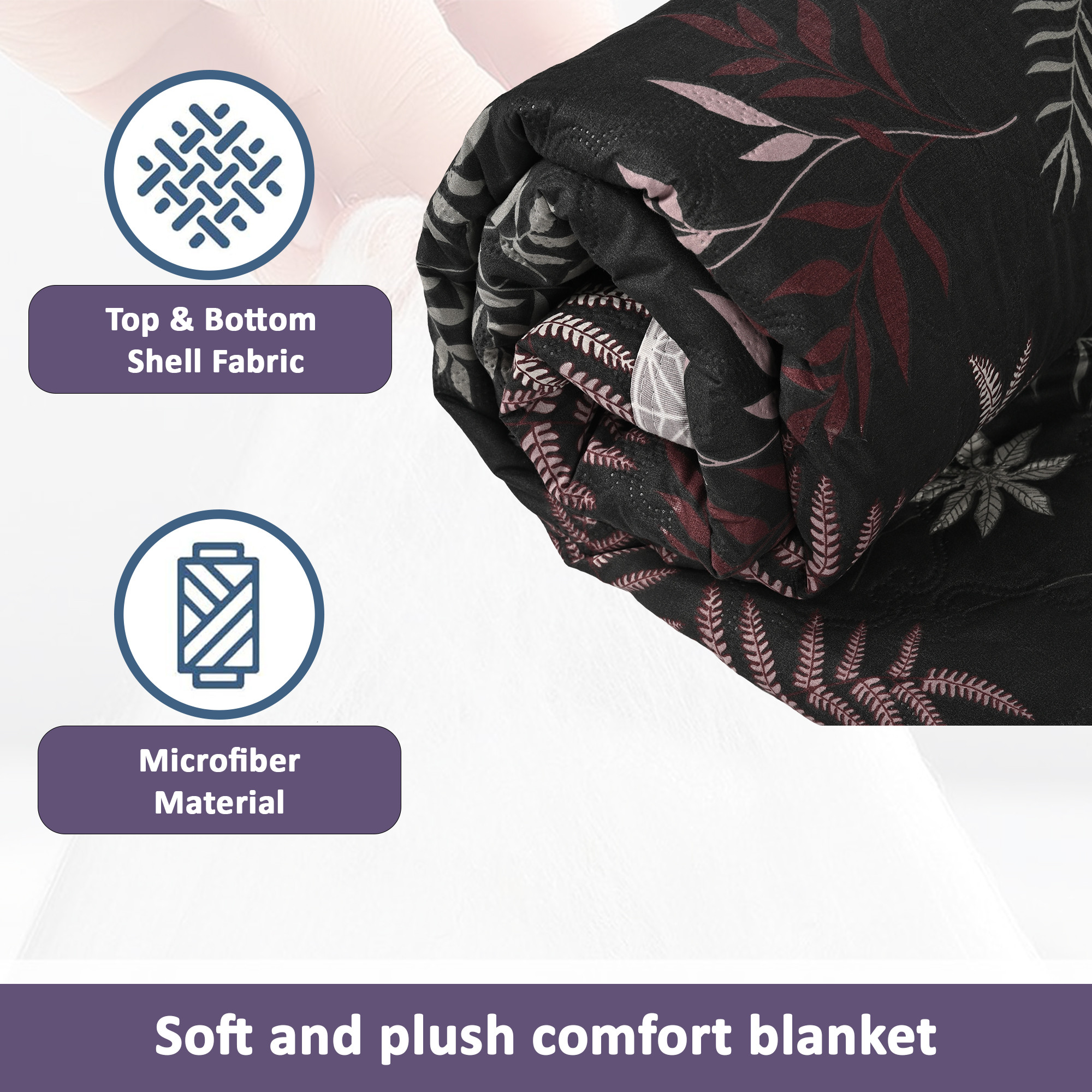 Kuber Industries 220 GSM Reversible AC Comforter for Double Bed  All Weather Warm  Soft Microfiber Quilt  Beautifully Crafted Razai Duvet  Kambal for Home  Leaf Print-White