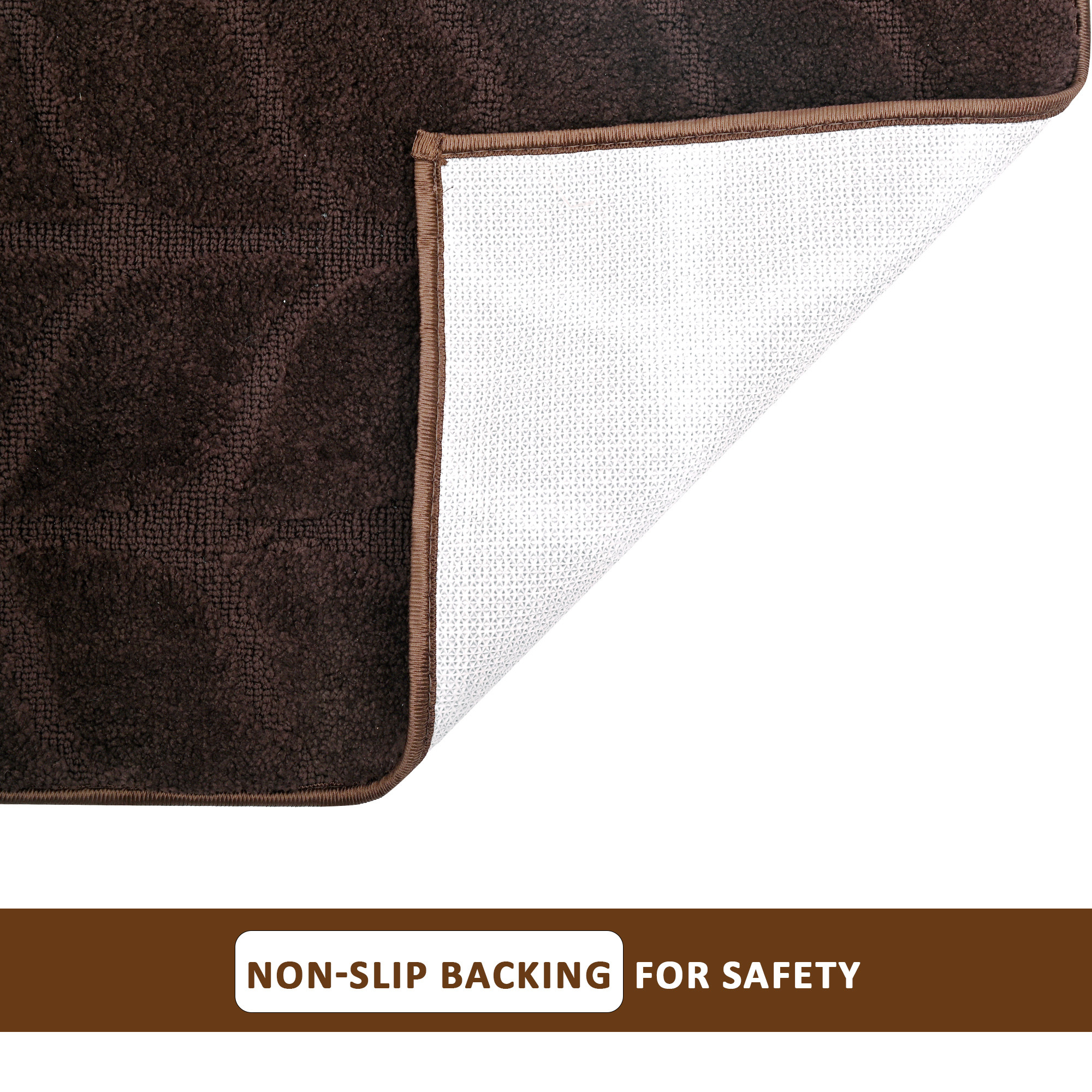 Kuber Industries 22x55 Inch Anti-Skid Microfibre Bed Side Runner for Bedroom  Gentle  Soft Rugs for Living Area  Long Kitchen Runner for Floor  Leaf Design - Brown