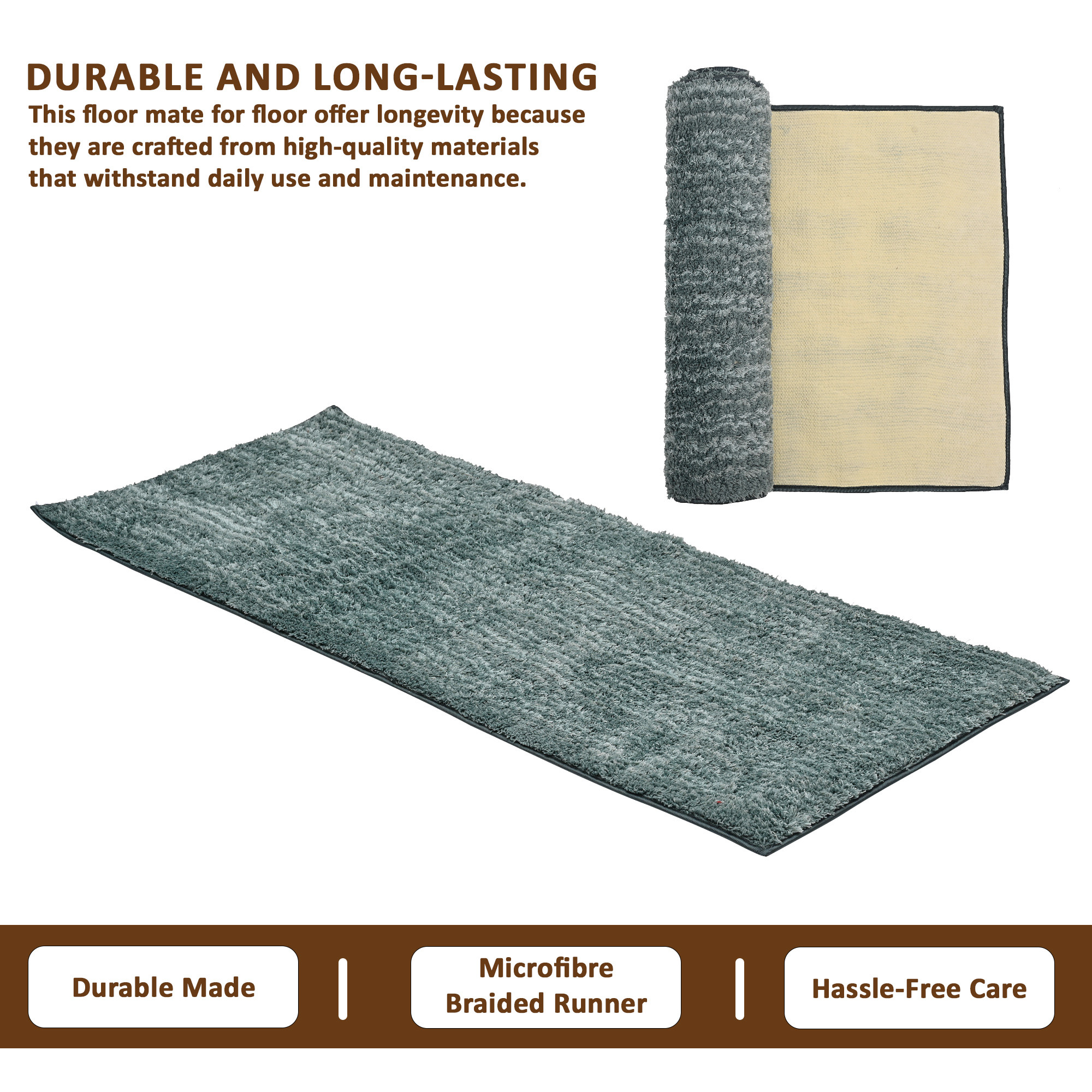 Kuber Industries 22x55 Inch Super Soft Runner for Bedroom  Living Room  Durable Bedside Carpet  Kitchen Runner for Floor  Foldable Rugs  Mat for Home  Light Green