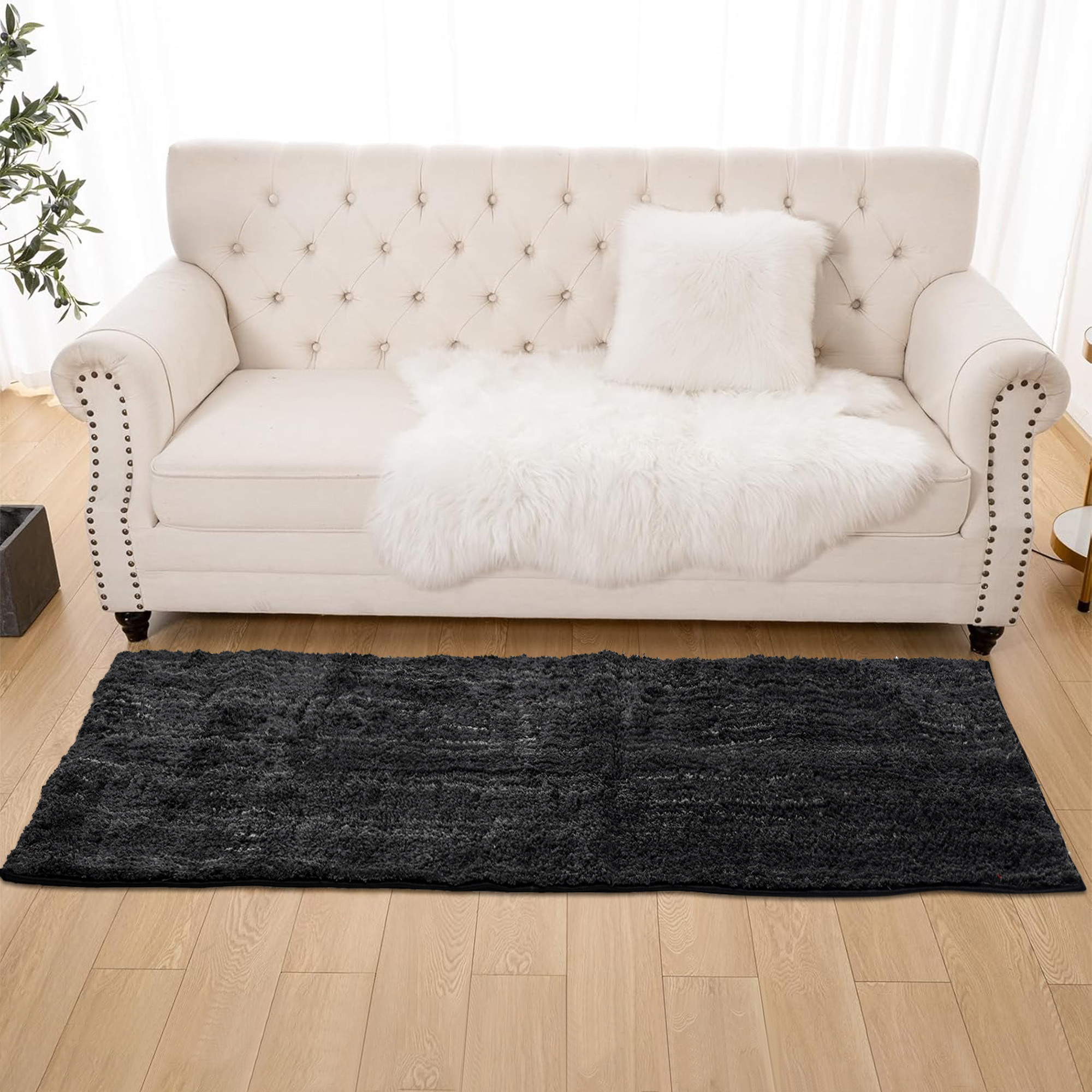 Kuber Industries 22x55 Inch Super Soft Runner for Bedroom  Living Room  Durable Bedside Carpet  Kitchen Runner for Floor  Foldable Rugs  Mat for Home  Dark Grey