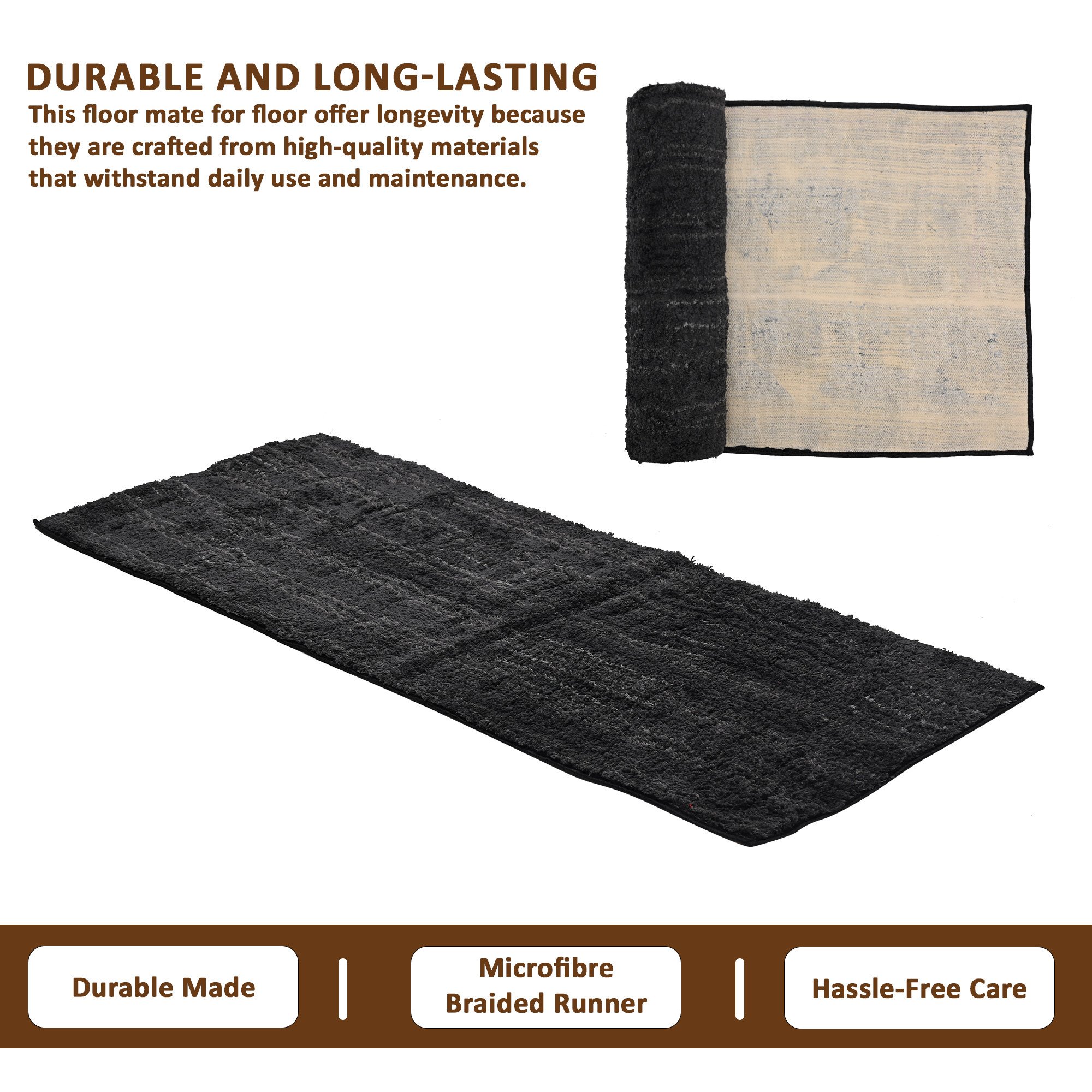 Kuber Industries 22x55 Inch Super Soft Runner for Bedroom  Living Room  Durable Bedside Carpet  Kitchen Runner for Floor  Foldable Rugs  Mat for Home  Dark Grey