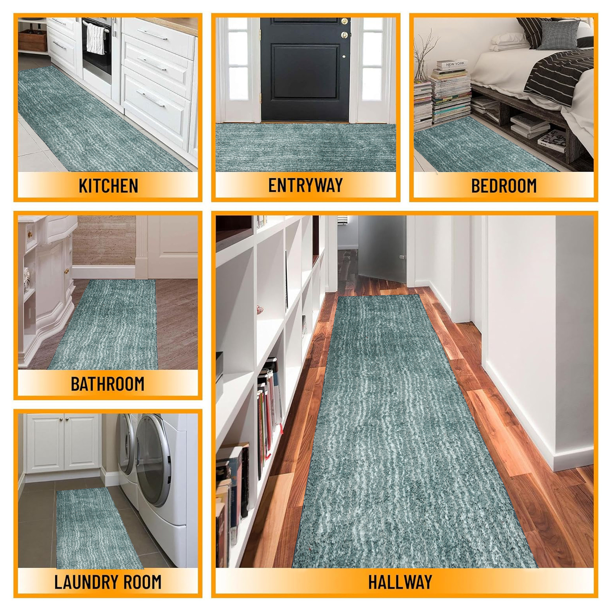 Kuber Industries 22x55 Inch Super Soft Runner for Bedroom  Living Room  Durable Bedside Carpet  Kitchen Runner for Floor  Foldable Rugs  Mat for Home  Light Green