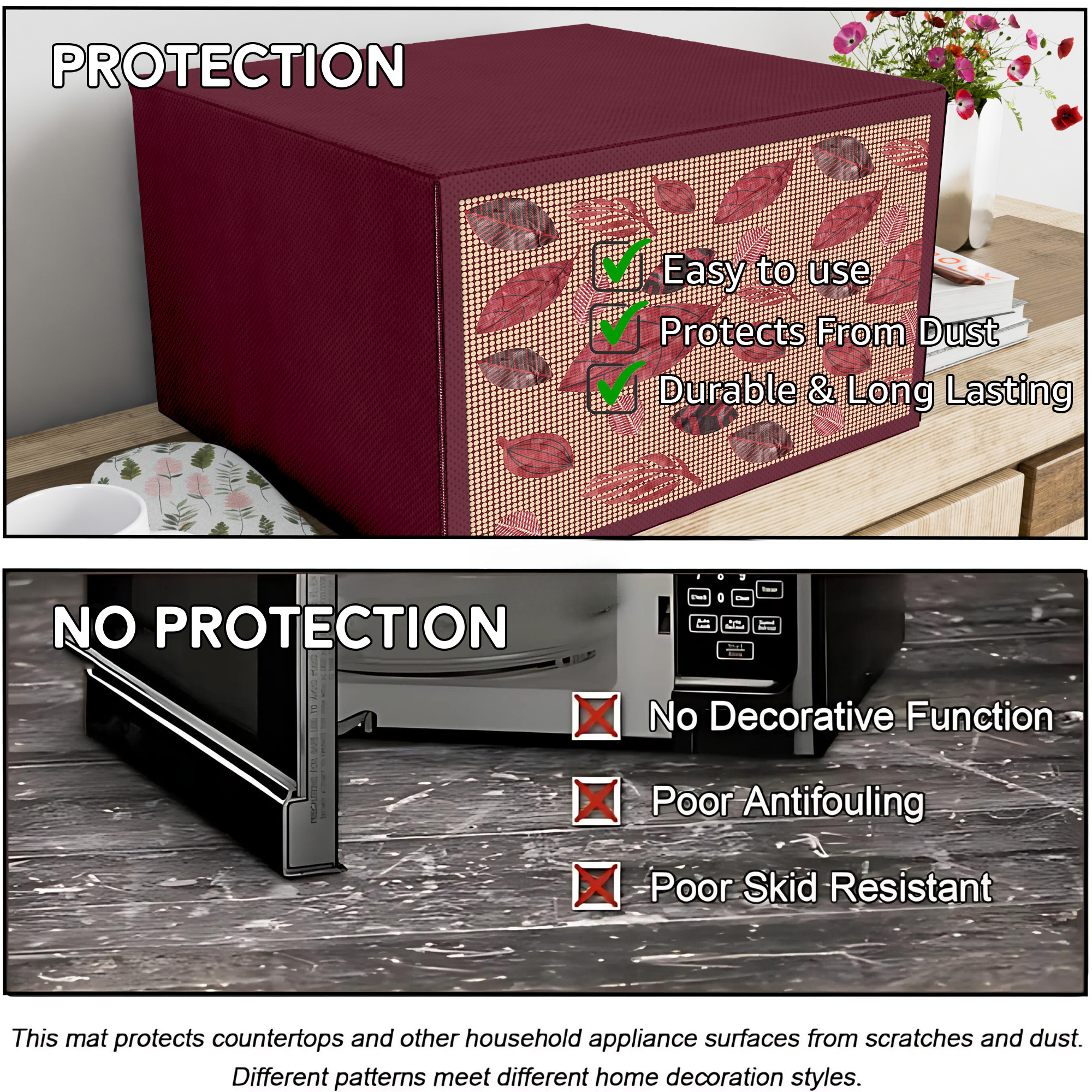 Kuber Industries 23 Ltr Dusproof Full Microwave Cover With Zip  Otg Oven Accessories for Durable  Dustroof Kitchen Decor  Leaf Yellow  Red