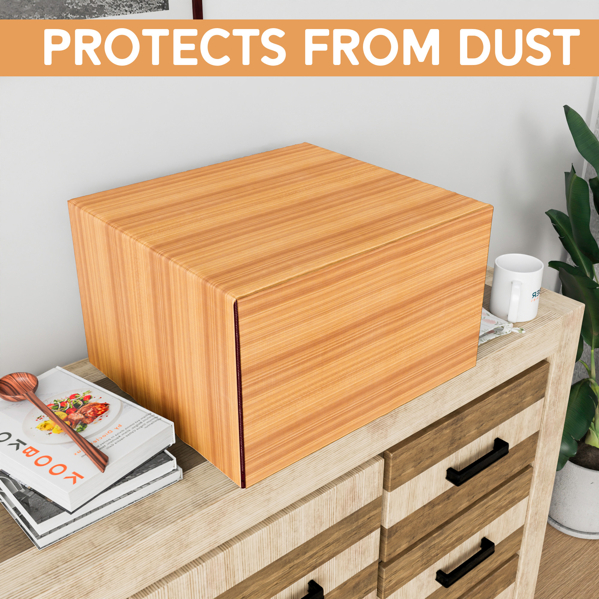 Kuber Industries 23 Ltr Dustproof Full Microwave Cover  Otg Oven Accessories for Durable  Dustroof Kitchen Decor  Golden Linings