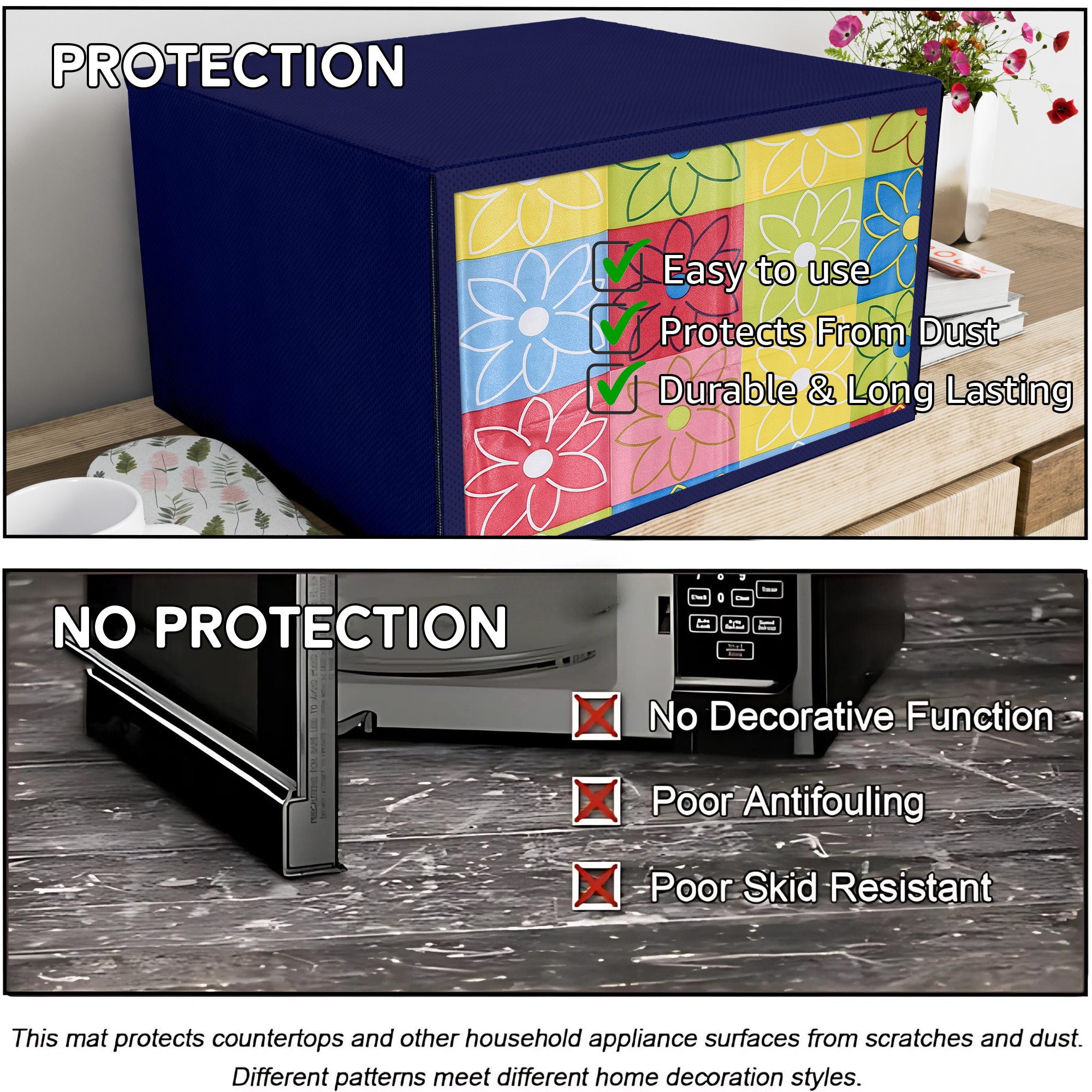 Kuber Industries 23 Ltr Dustproof Full Microwave Cover  Otg Oven Accessories for Durable  Dustroof Kitchen Decor  Checks Flower Multicolour