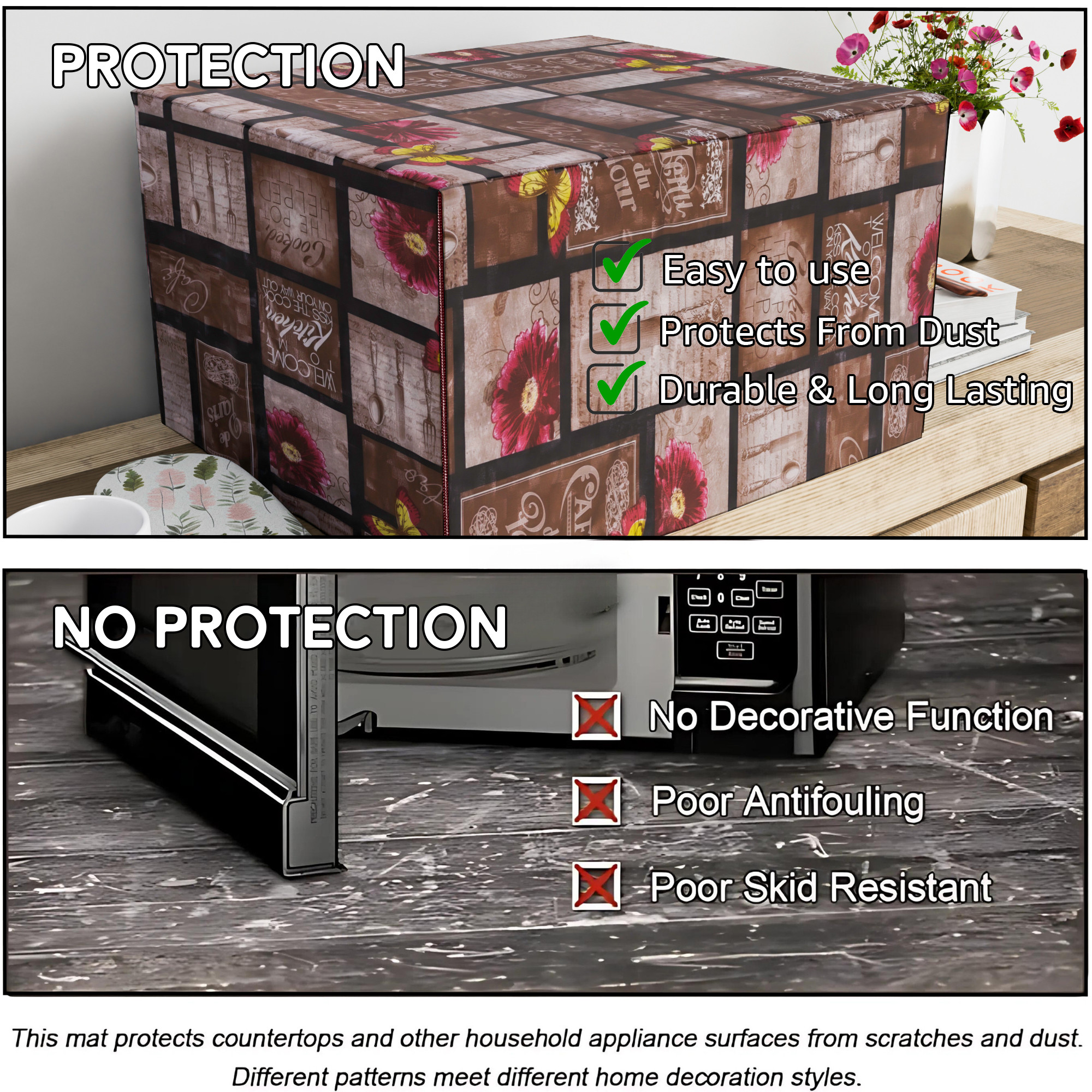 Kuber Industries 23 Ltr Dustproof Full Microwave Cover  Otg Oven Accessories for Durable  Dustroof Kitchen Decor  Flowers Pink  Brown
