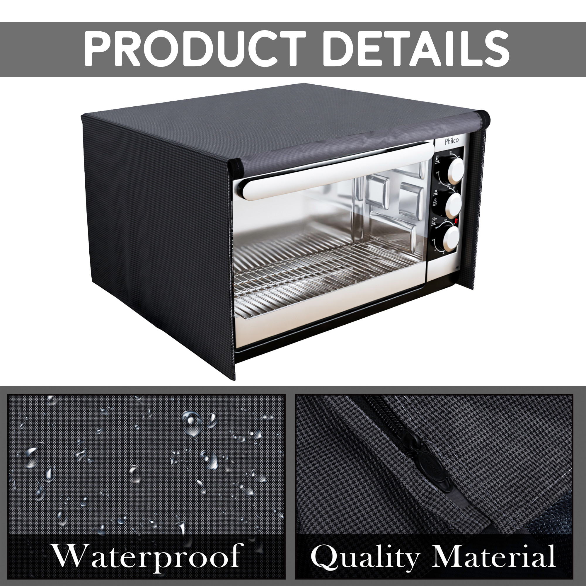 Kuber Industries 23 Ltr Dustproof Full Microwave Cover with Zip  Convection OTG Oven  Accessories Kitchen Decor  Checkered - Grey