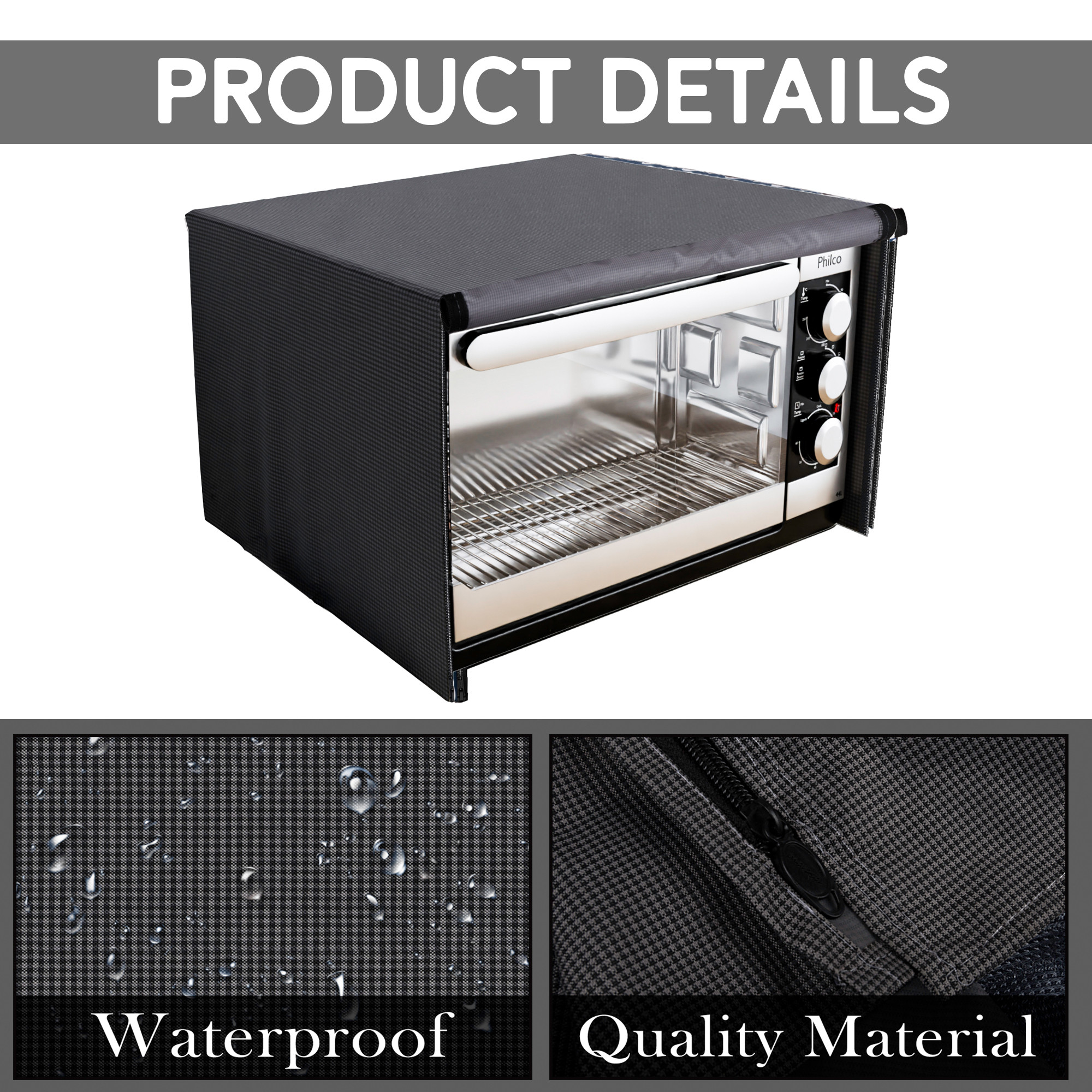 Kuber Industries 23 Ltr Dustproof Full Microwave Cover with Zip  Convection OTG Oven  Accessories Kitchen Decor  Checkered - Brown