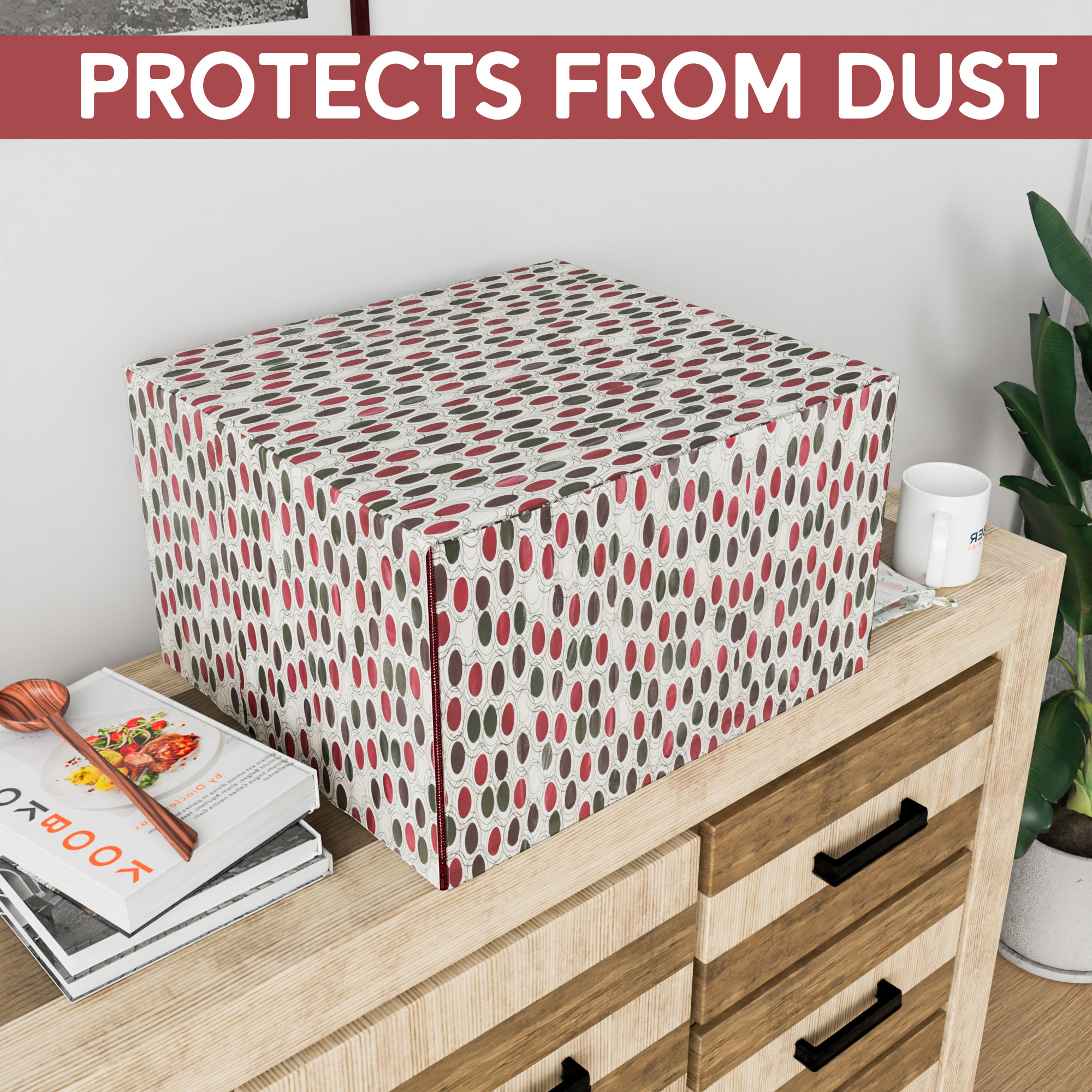 Kuber Industries 23 Ltr Dustproof Full Microwave Cover with Zip  Convection OTG Oven  Accessories Kitchen Decor  Polka Dots - Multicolor