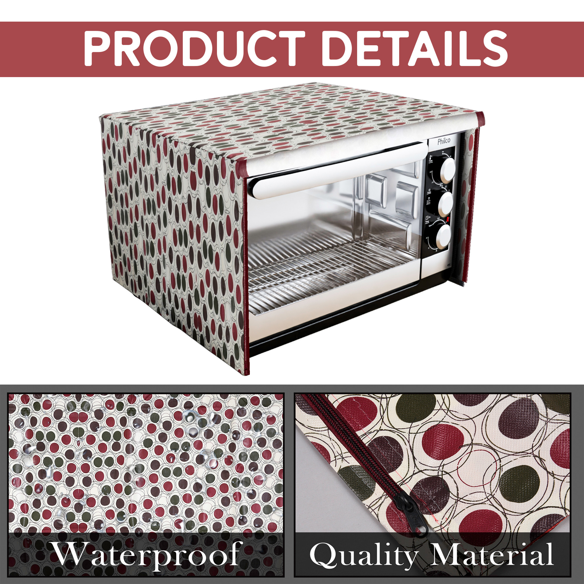 Kuber Industries 23 Ltr Dustproof Full Microwave Cover with Zip  Convection OTG Oven  Accessories Kitchen Decor  Polka Dots - Multicolor