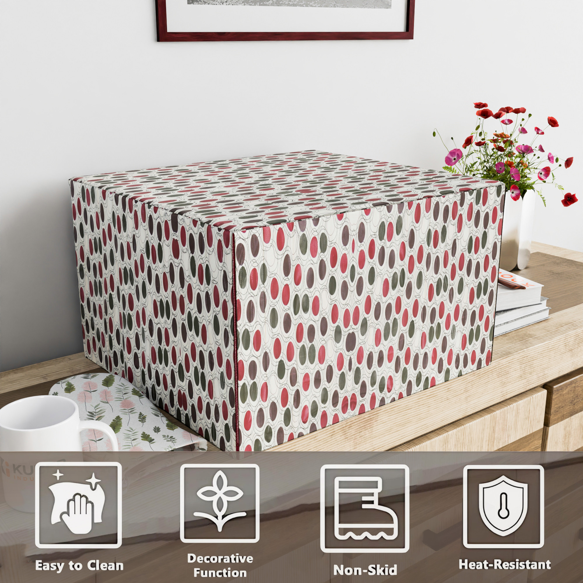 Kuber Industries 23 Ltr Dustproof Full Microwave Cover with Zip  Convection OTG Oven  Accessories Kitchen Decor  Polka Dots - Multicolor