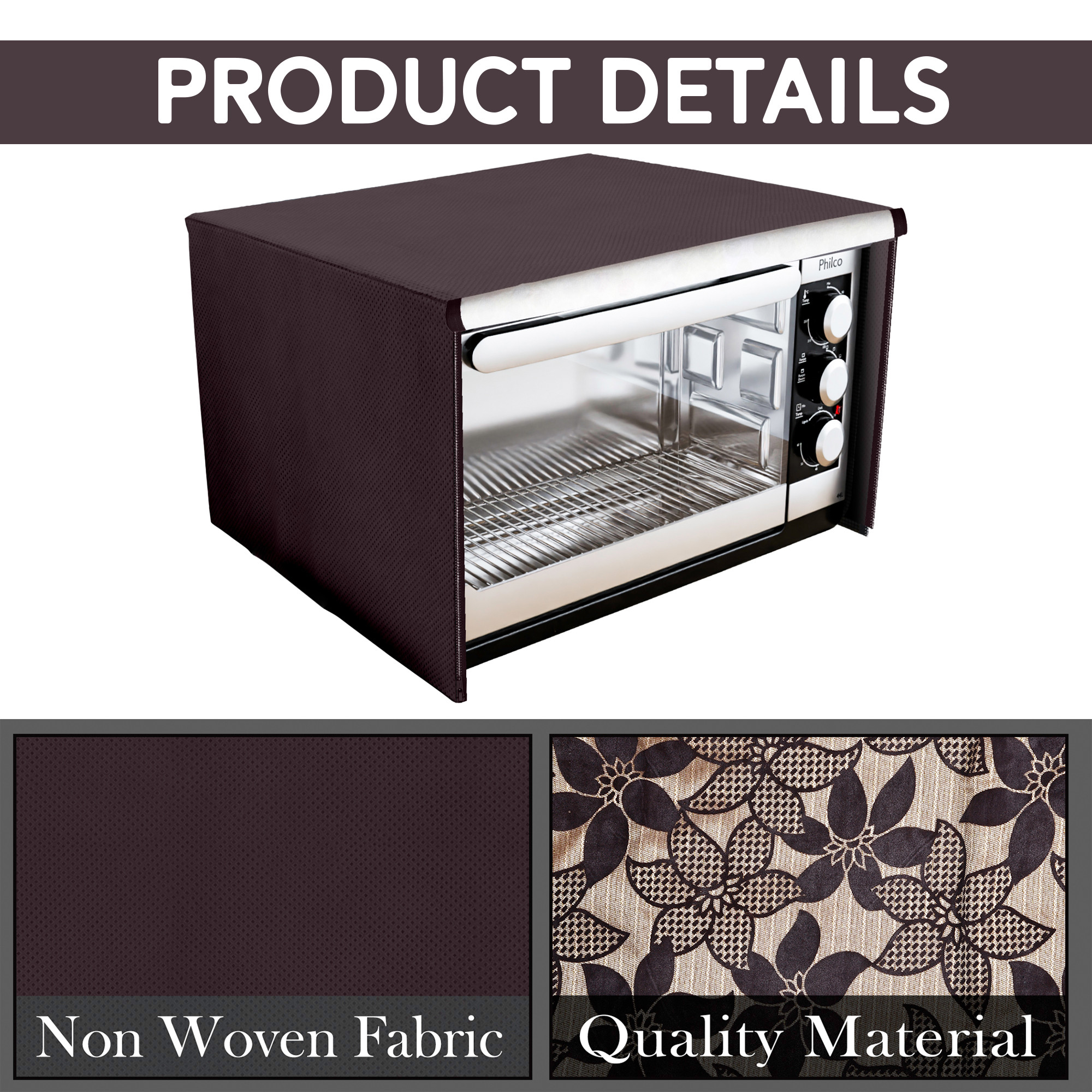 Kuber Industries 23 Ltr Dustproof Full Microwave Cover with Zip  Convection OTG Oven  Accessories Kitchen Decor  Flower Print - Brown