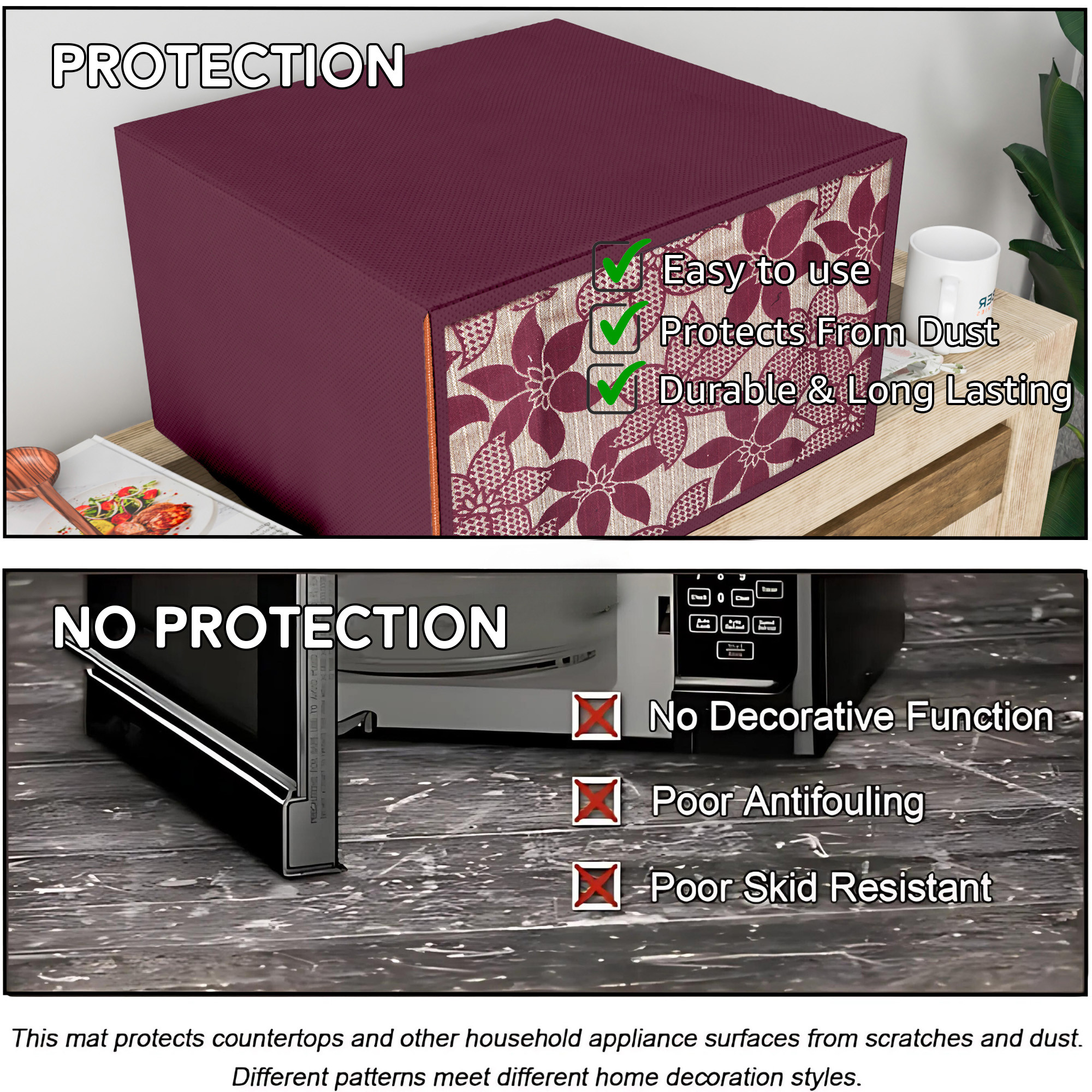 Kuber Industries 23 Ltr Dustproof Full Microwave Cover with Zip  Convection OTG Oven  Accessories Kitchen Decor  Flower Print - Light Maroon